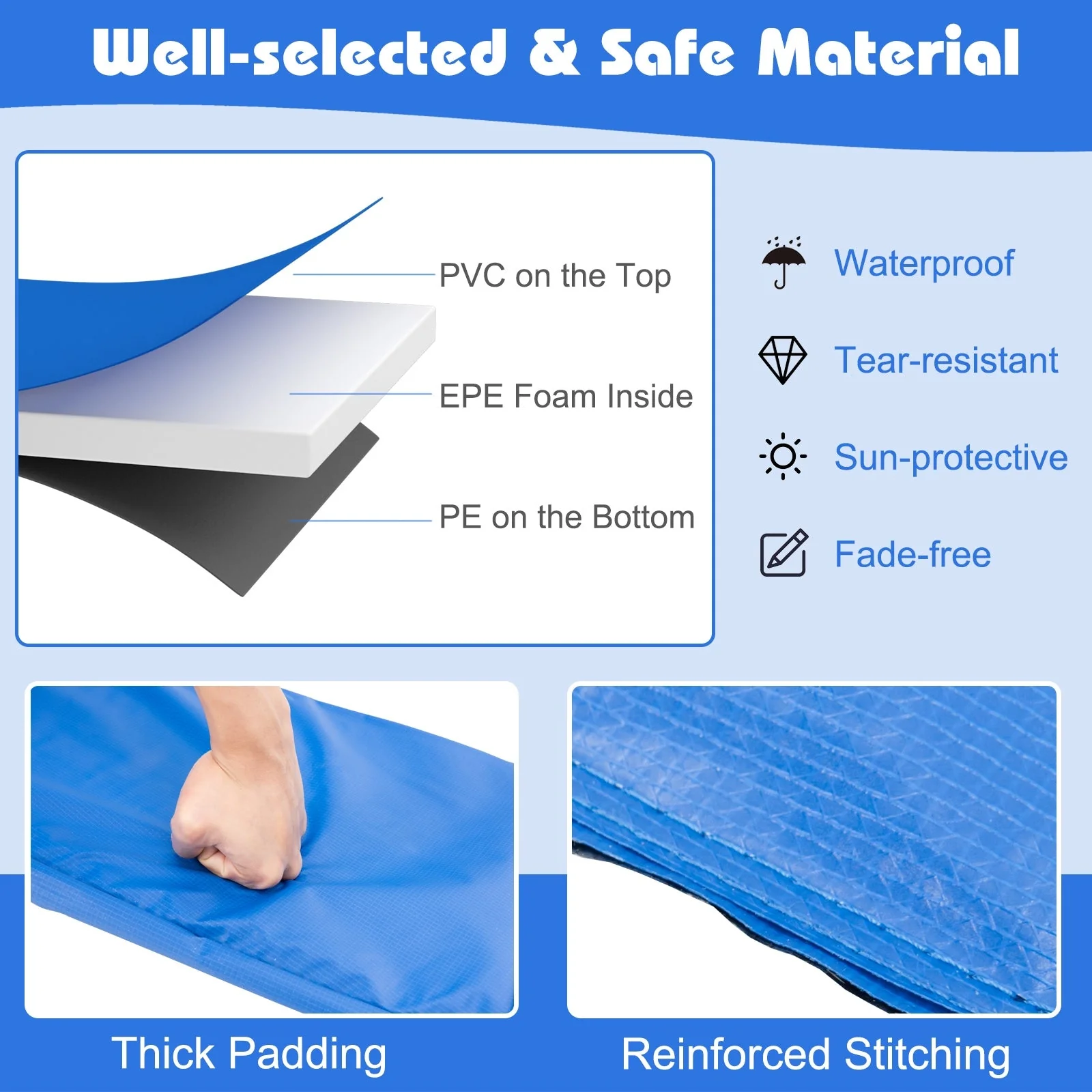 10 Feet Universal Spring Cover Trampoline Replacement Safety Pad-Multicolor - Image 2