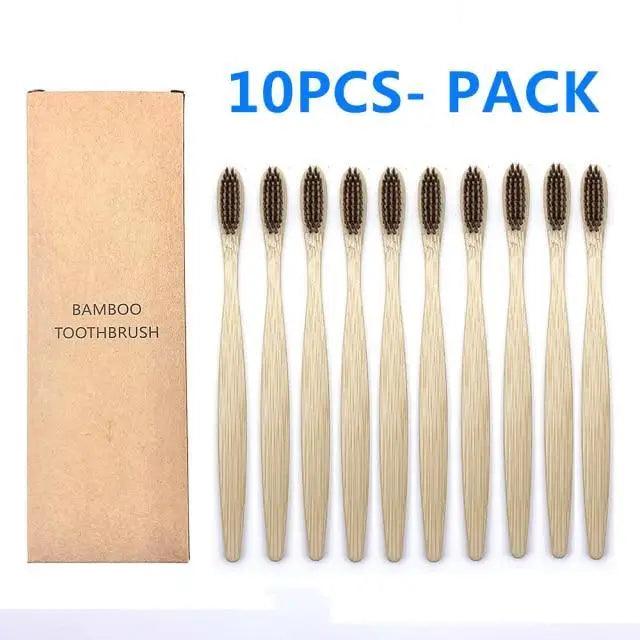 10 Pcs Soft Bamboo Toothbrush, Wood Tooth Brushes - Image 8