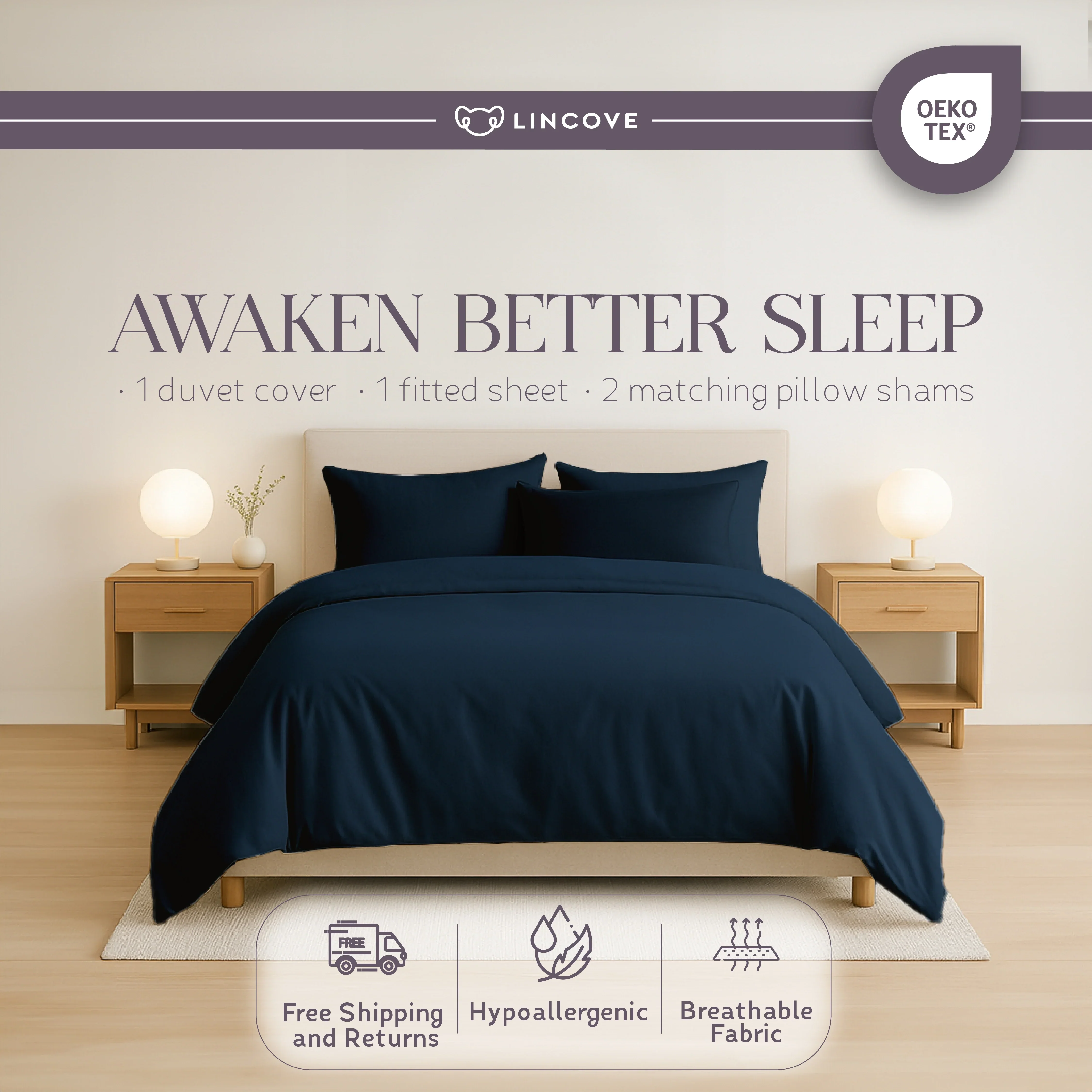 100% Cotton Duvet Cover Set, Blue - Classic Hotel Collection - Image 7