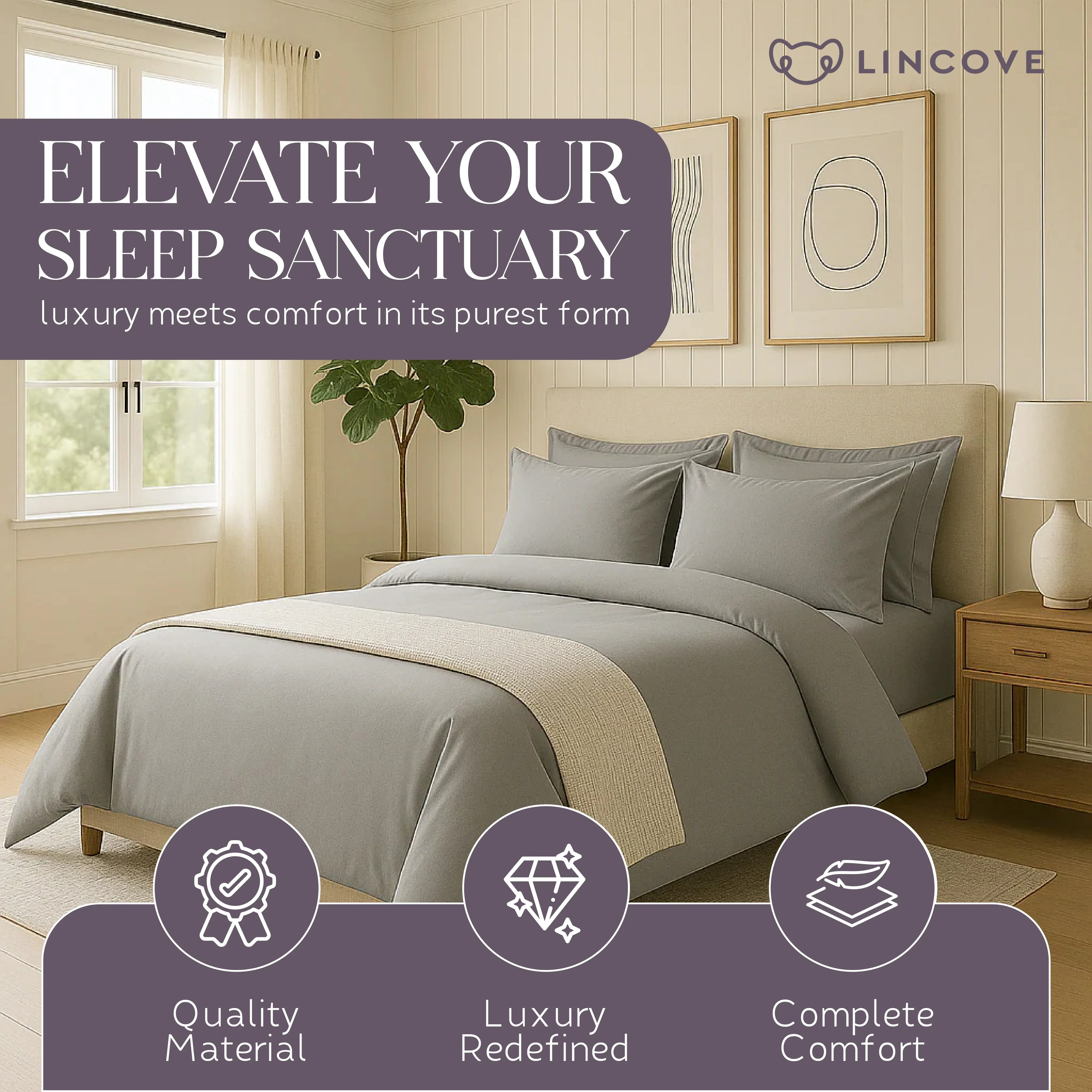 100% Cotton Duvet Cover Set, Graphite - Classic Hotel Collection - Image 3