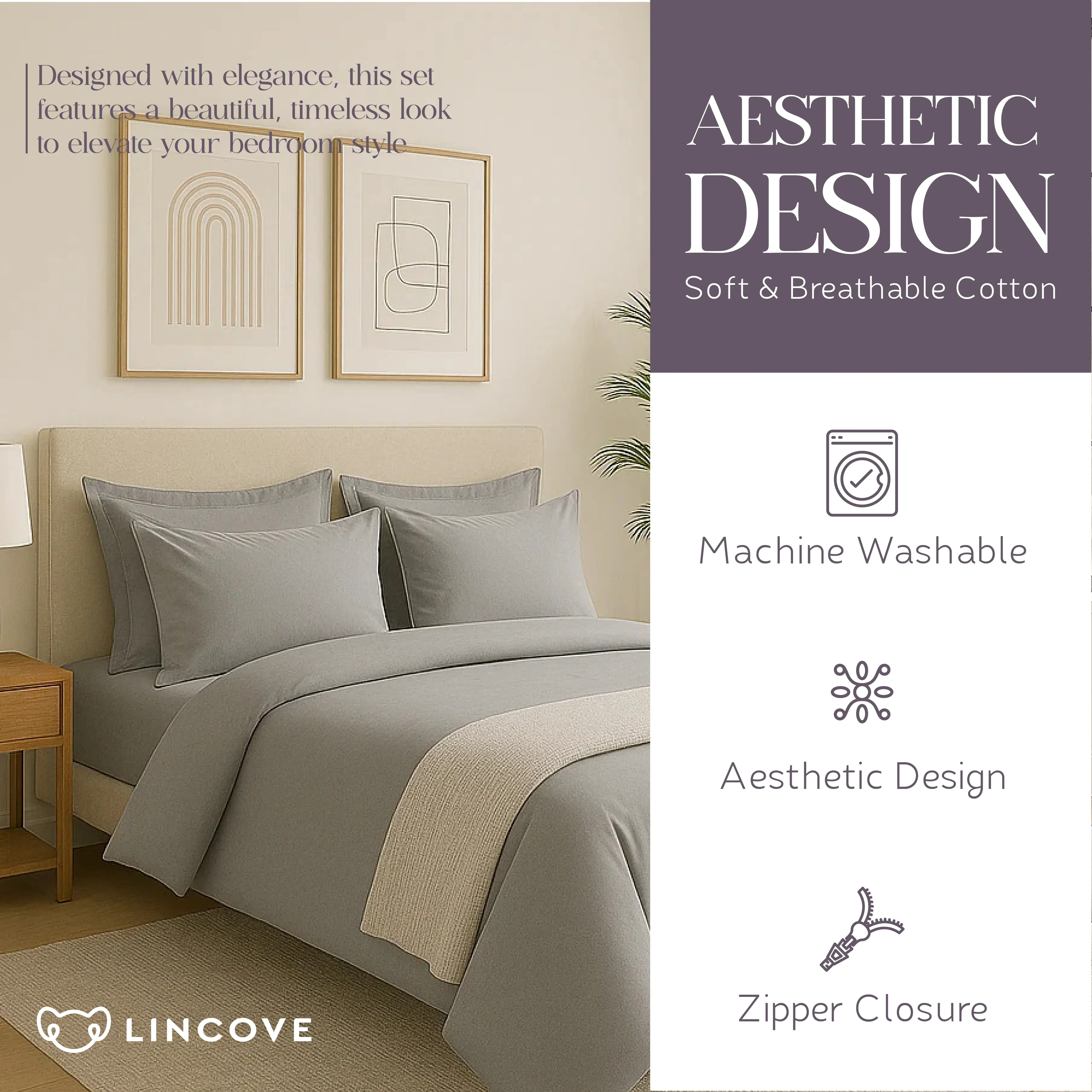 100% Cotton Duvet Cover Set, Graphite - Classic Hotel Collection - Image 6