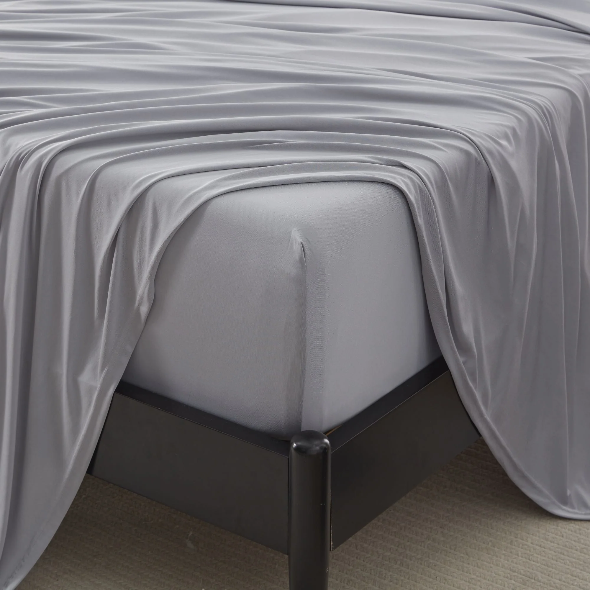 100% Microfiber Jersey Knit Sheet Set with Pillowcase - Full Grey