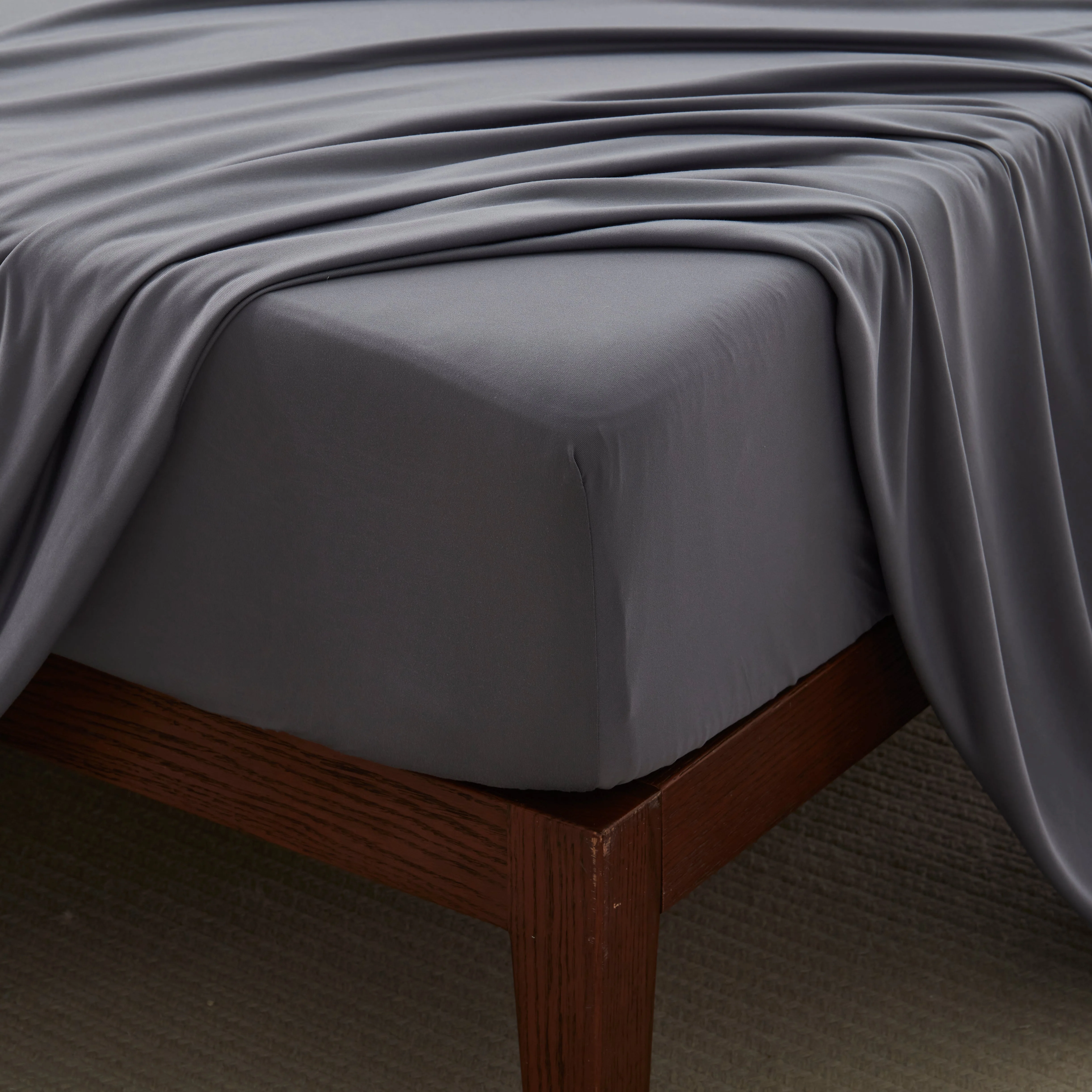 100% Microfiber Jersey Knit Sheet Set with Pillowcases - Grey - Image 4