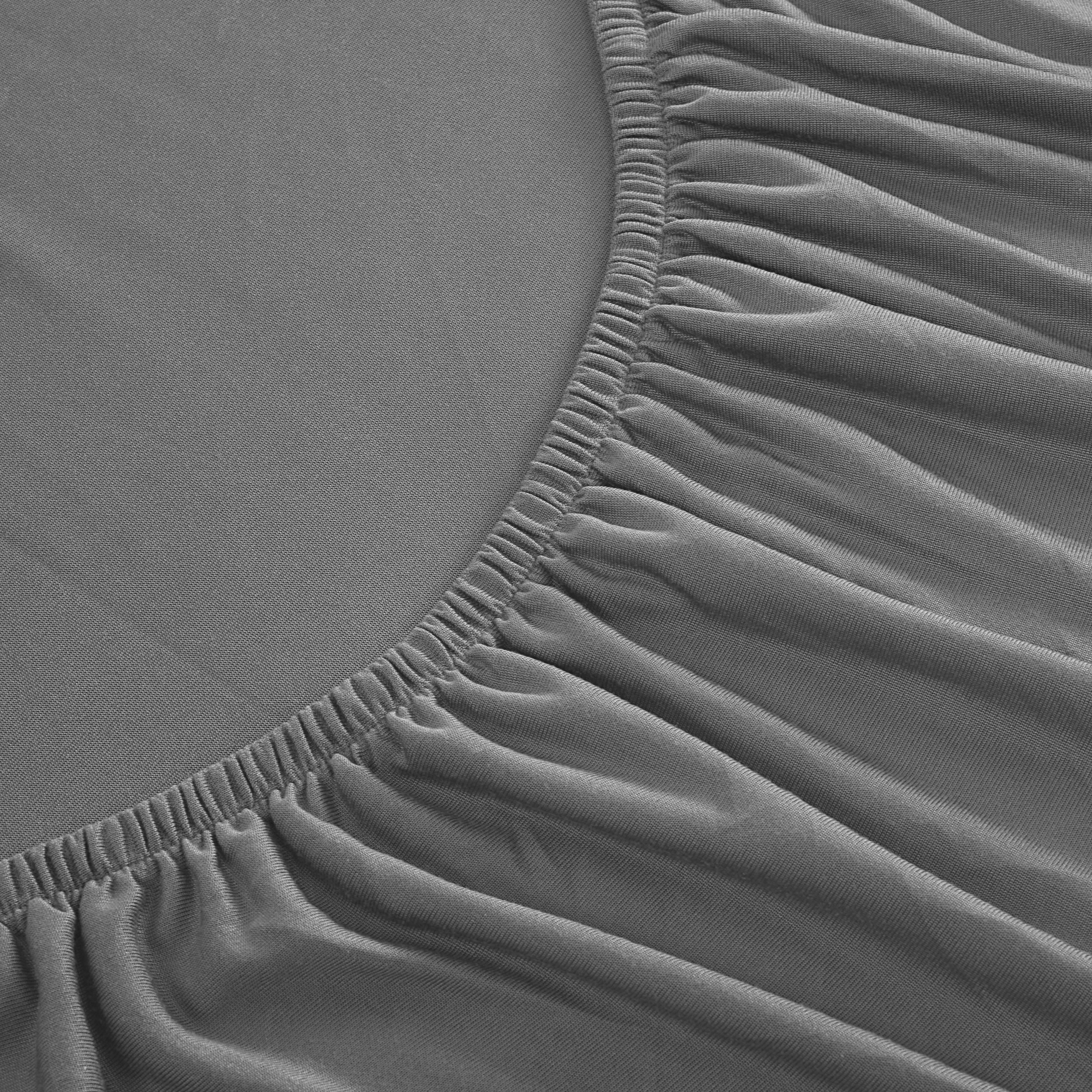 100% Microfiber Jersey Knit Sheet Set with Pillowcases - Grey - Image 7