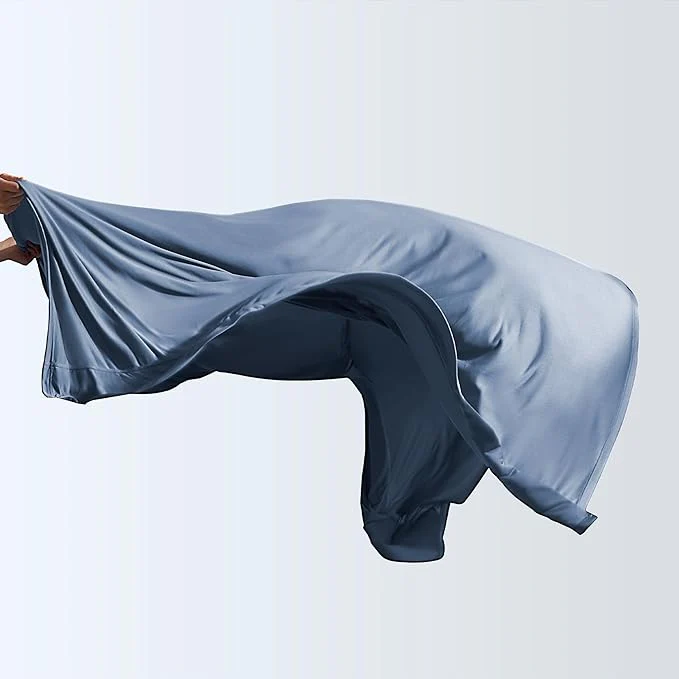 100% Microfiber Jersey Knit Sheet Set with Pillowcases - Stone Blue - Image 2