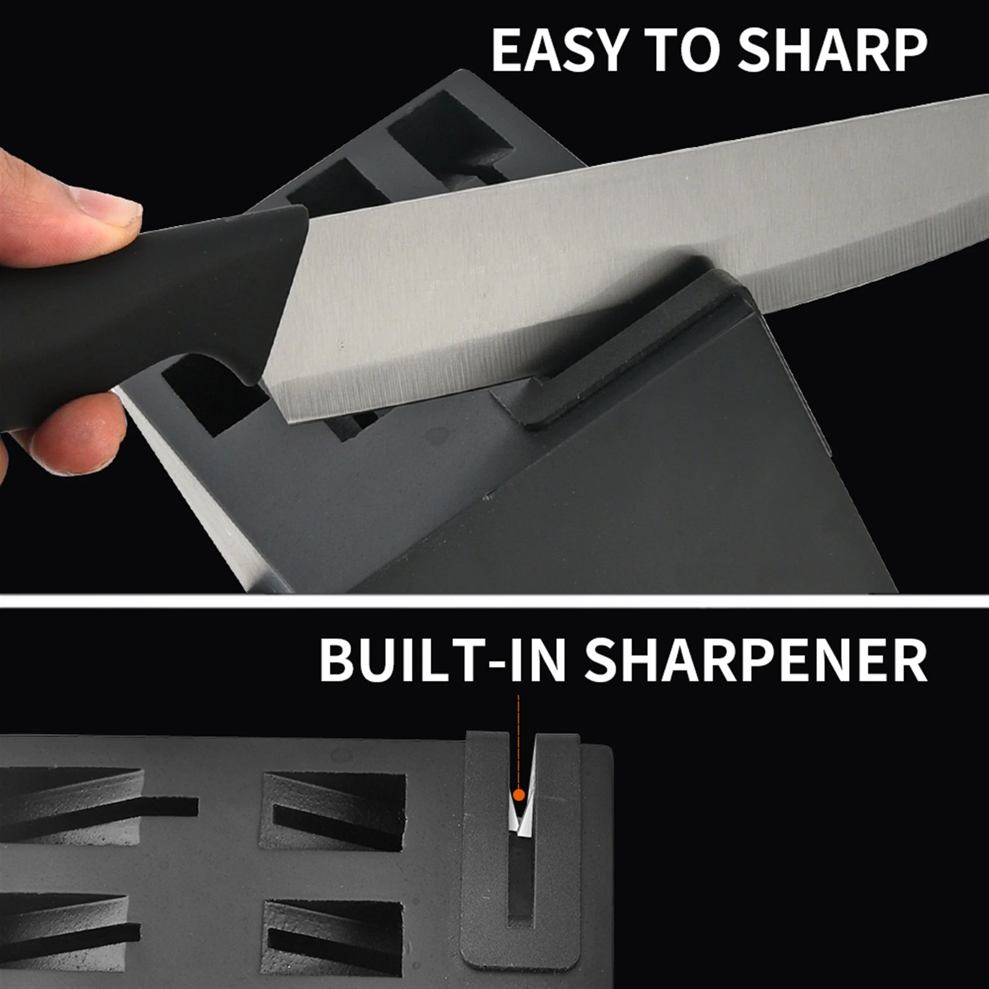 14-Piece Knife Block Set - Black Wood Storage Block - Image 7