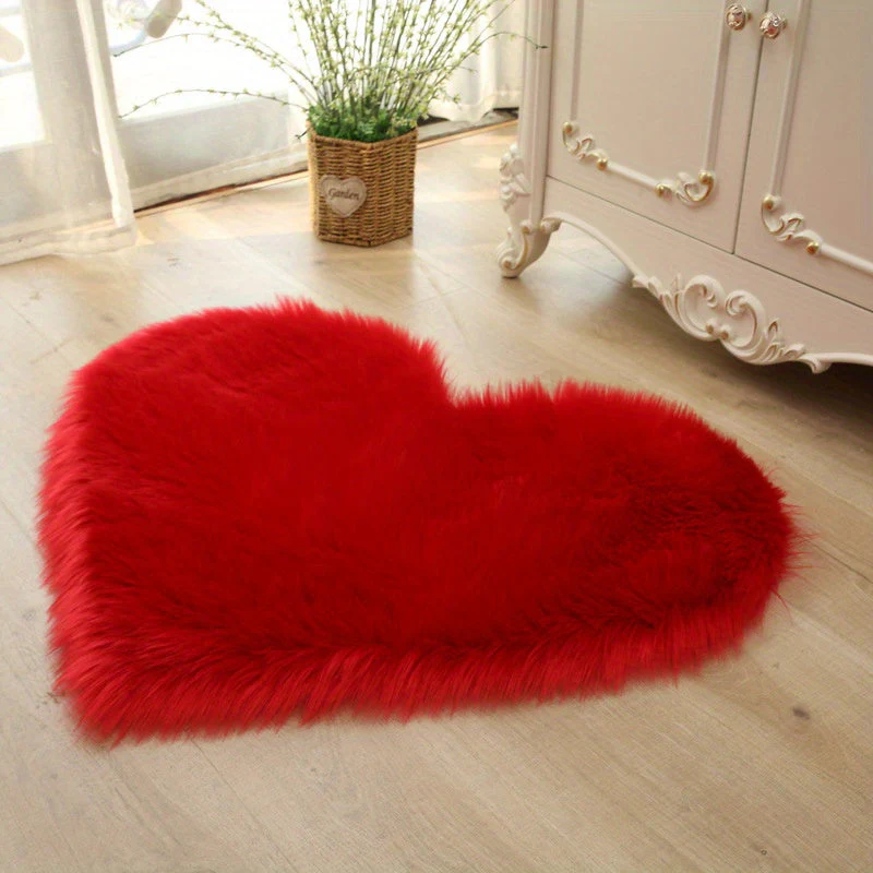 Faux Fur Room Rug, Heart Shaped Plush Rug - Image 18
