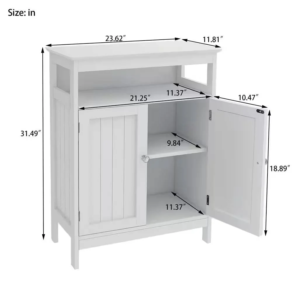 2-Door Bathroom Linen Cabinet with Storage Shelf - Image 5