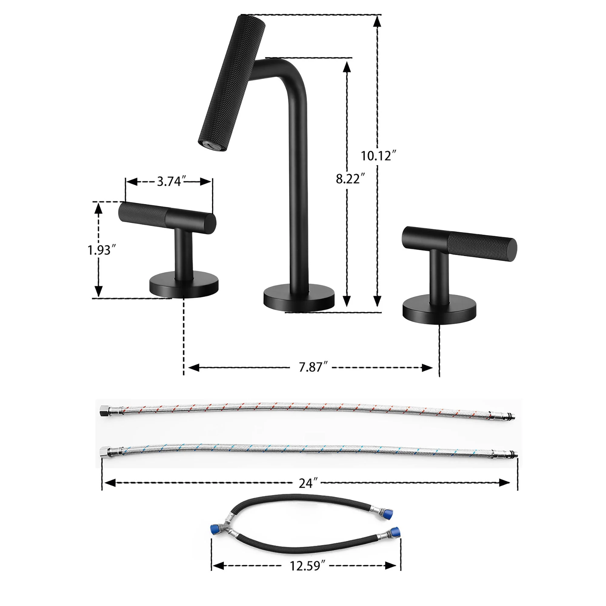 2 Handles Widespread 8" Bathroom Faucet - Solid Brass Construction - Image 3