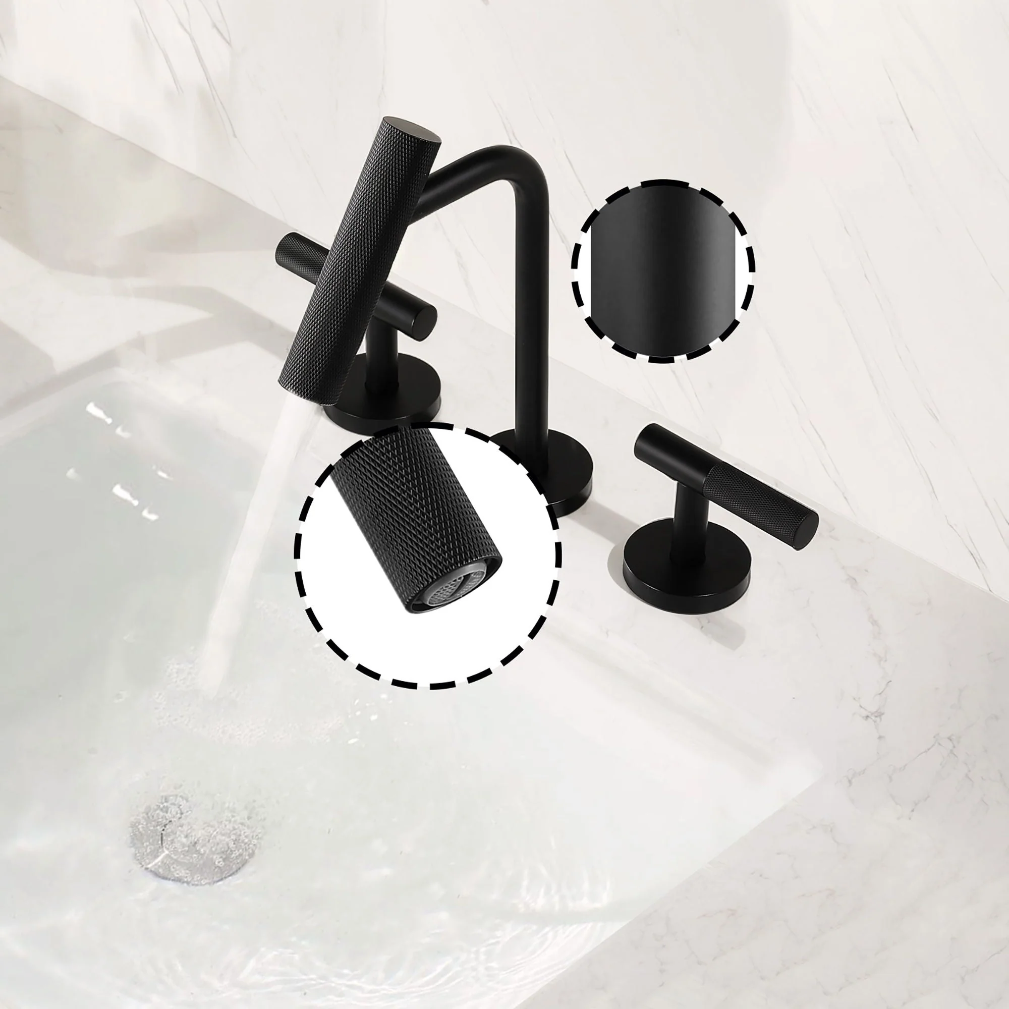 2 Handles Widespread 8" Bathroom Faucet - Solid Brass Construction - Image 4