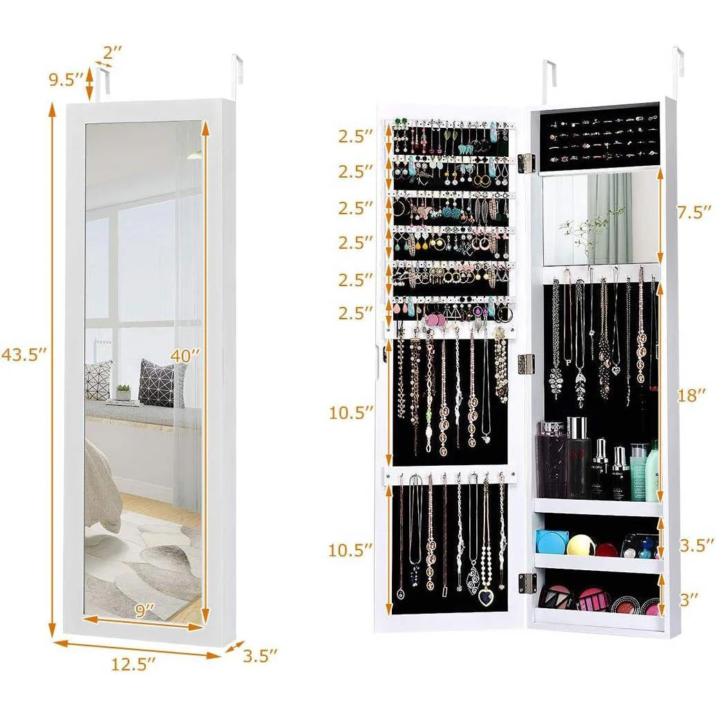 2-in-1 Wall or Door Mounted Jewelry Organizer in White - Image 5