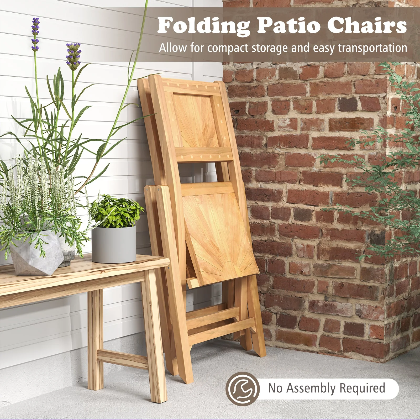 2 Pieces Folding Patio Chairs with Inclined Backrest - Image 7