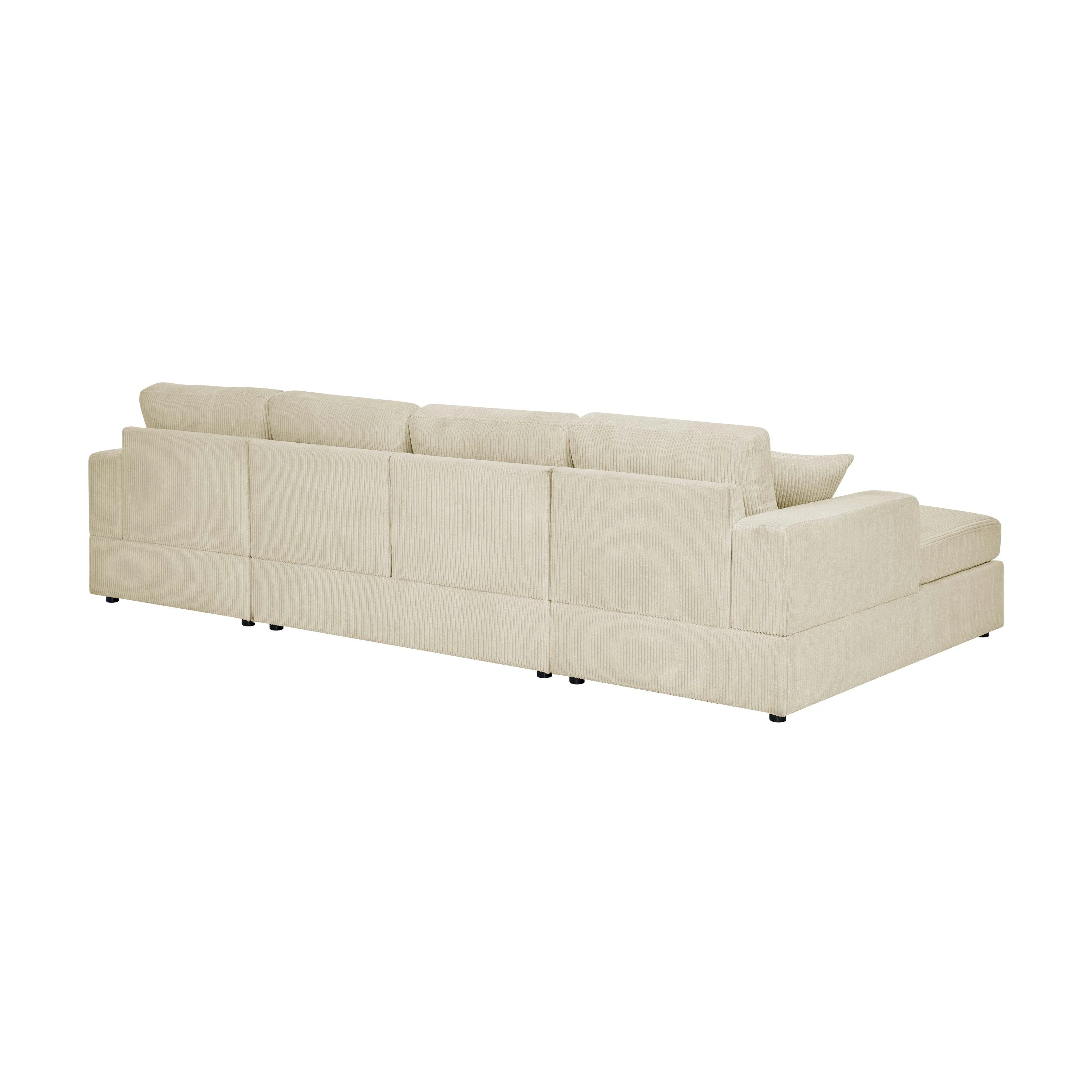 3 - Piece Corduroy Double-Chaise Sectional Sofa - Image 4