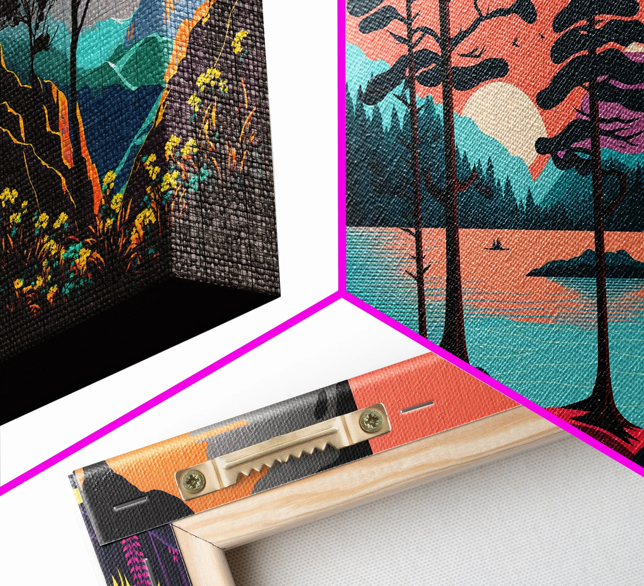 3 Piece Framed Canvas Wall Art, Mountain Range Top Print - Image 13