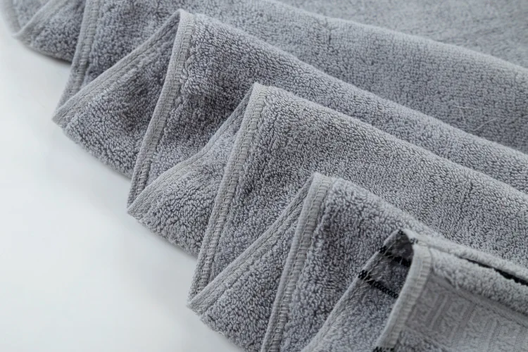 3 Pieces Grey Cotton Towel Set for Men Toalla 2pc Face Washcloth, Hand Towel, 1pc Bath Towel, Camping Shower Towels, Bathroom - Image 5