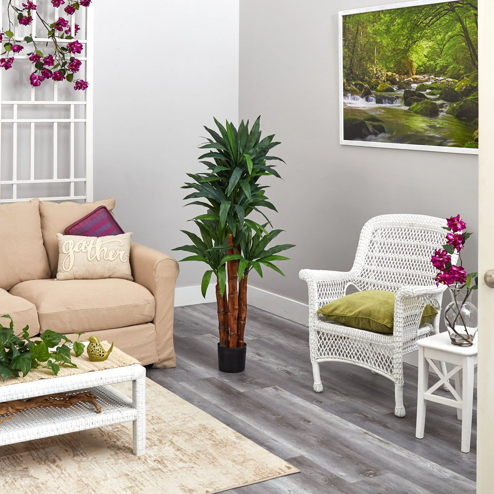 4.5’ Dracaena Artificial Tree with Natural Trunk - Image 3