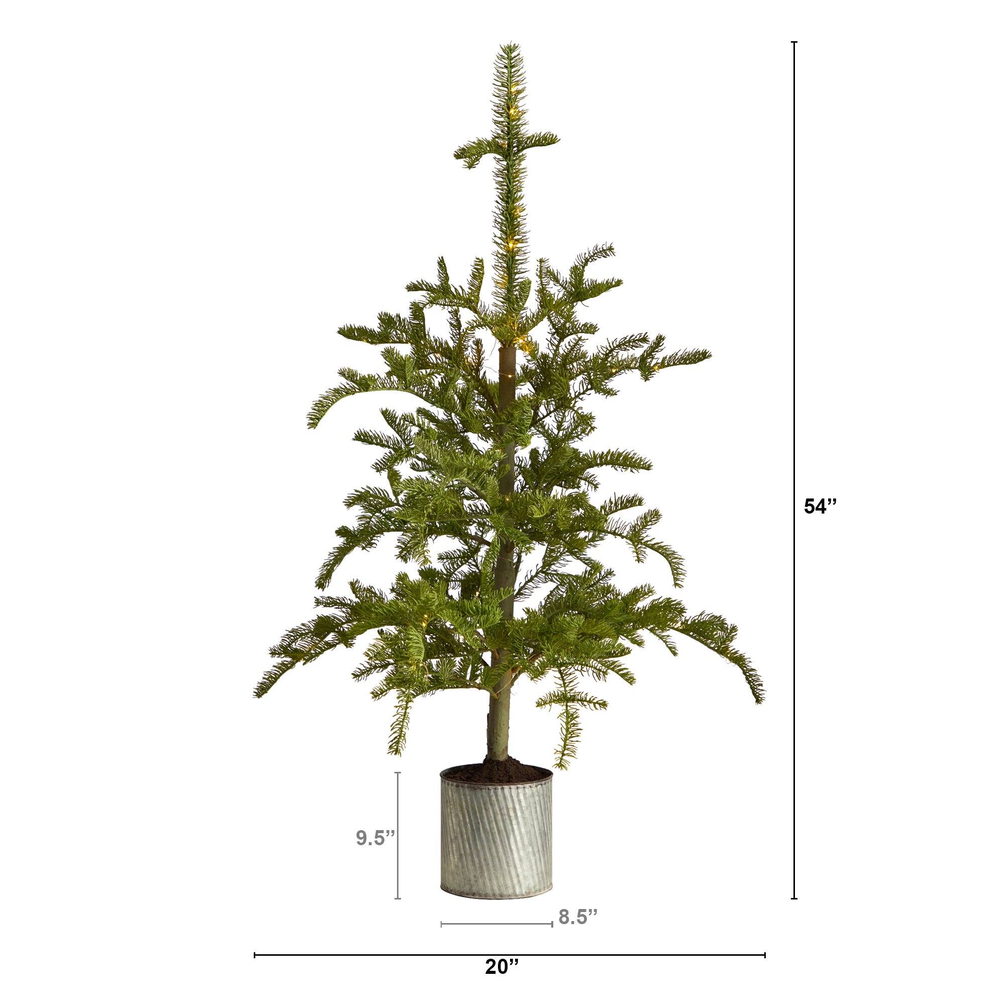 4.5’ Pre-Lit Christmas Pine Artificial Tree in Decorative Planter - Image 2