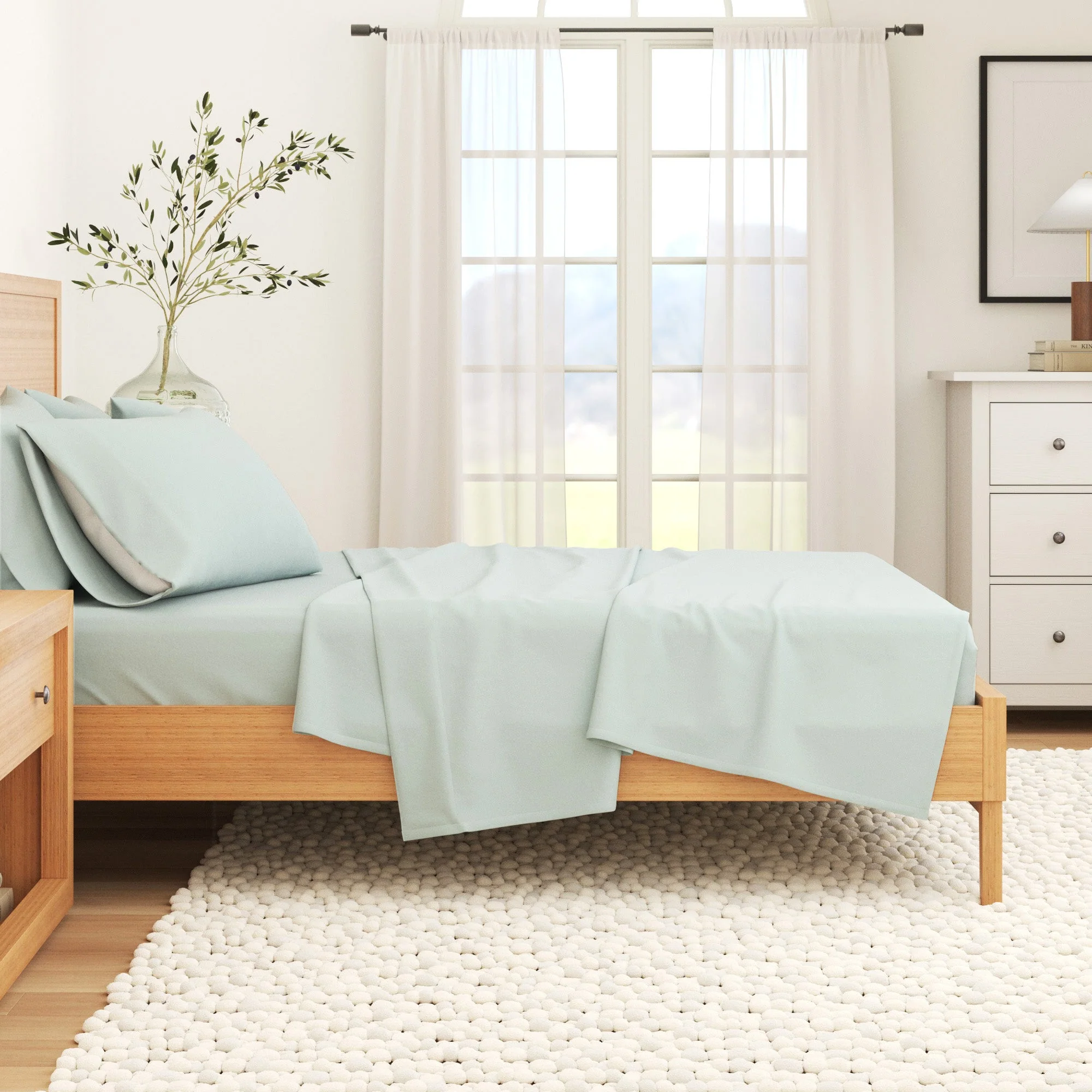 4-Piece Cotton Solid Flannel Sheet - Nordic Collection - Image 24