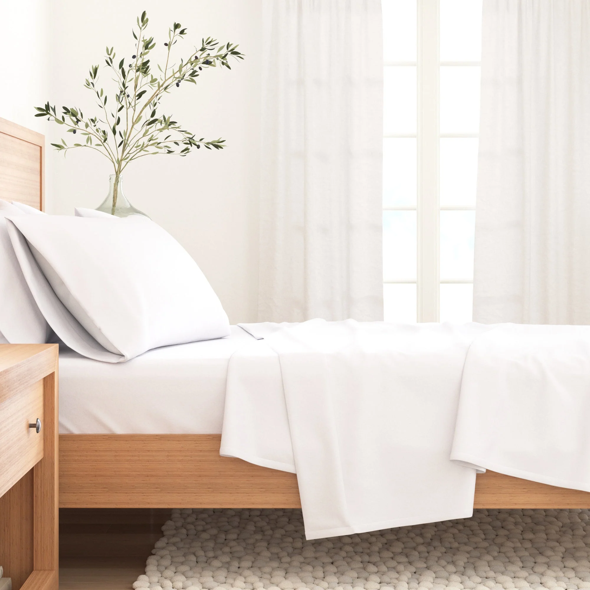 4-Piece Cotton Solid Flannel Sheet - Nordic Collection - Image 3
