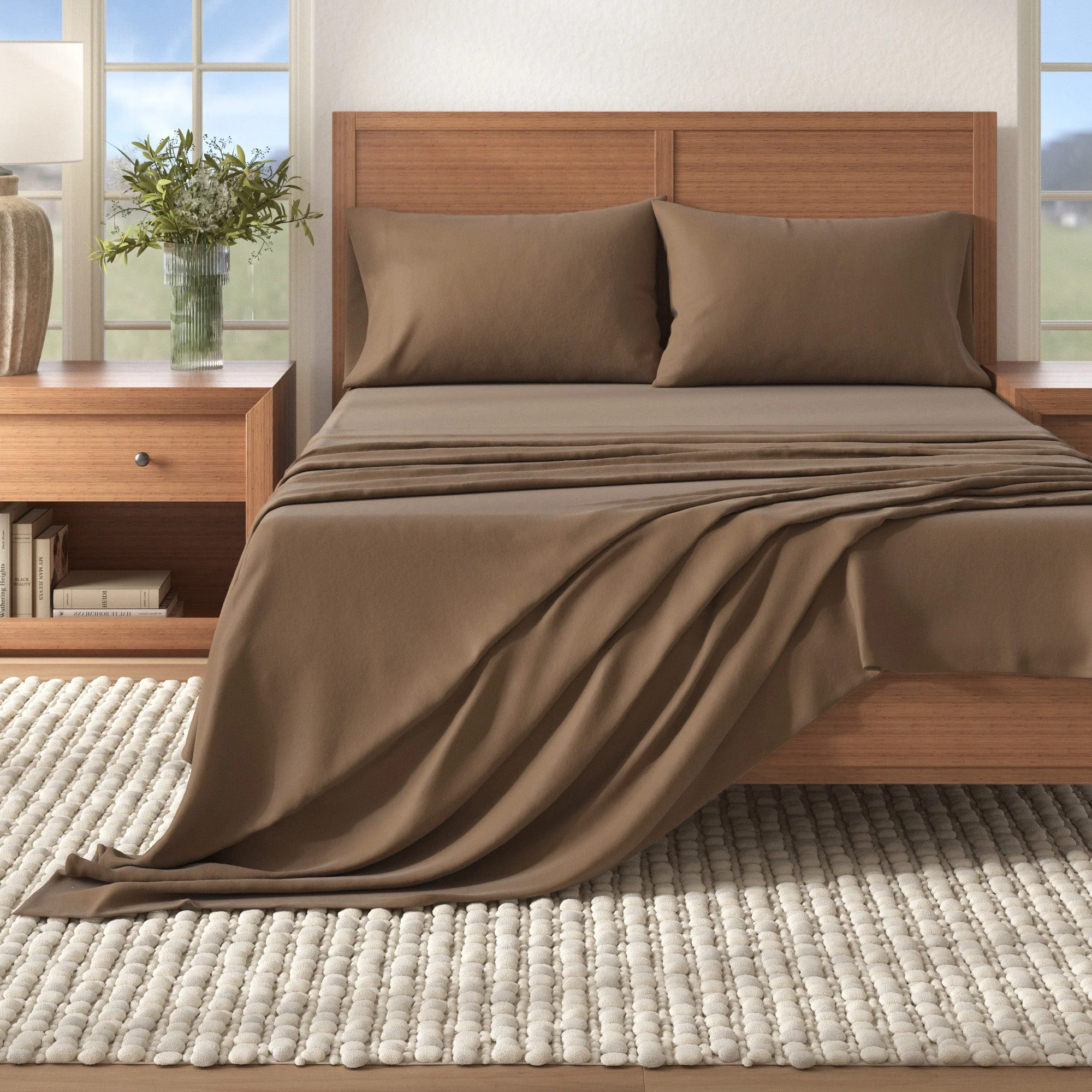 4-Piece Cotton Solid Flannel Sheet - Nordic Collection - Image 48