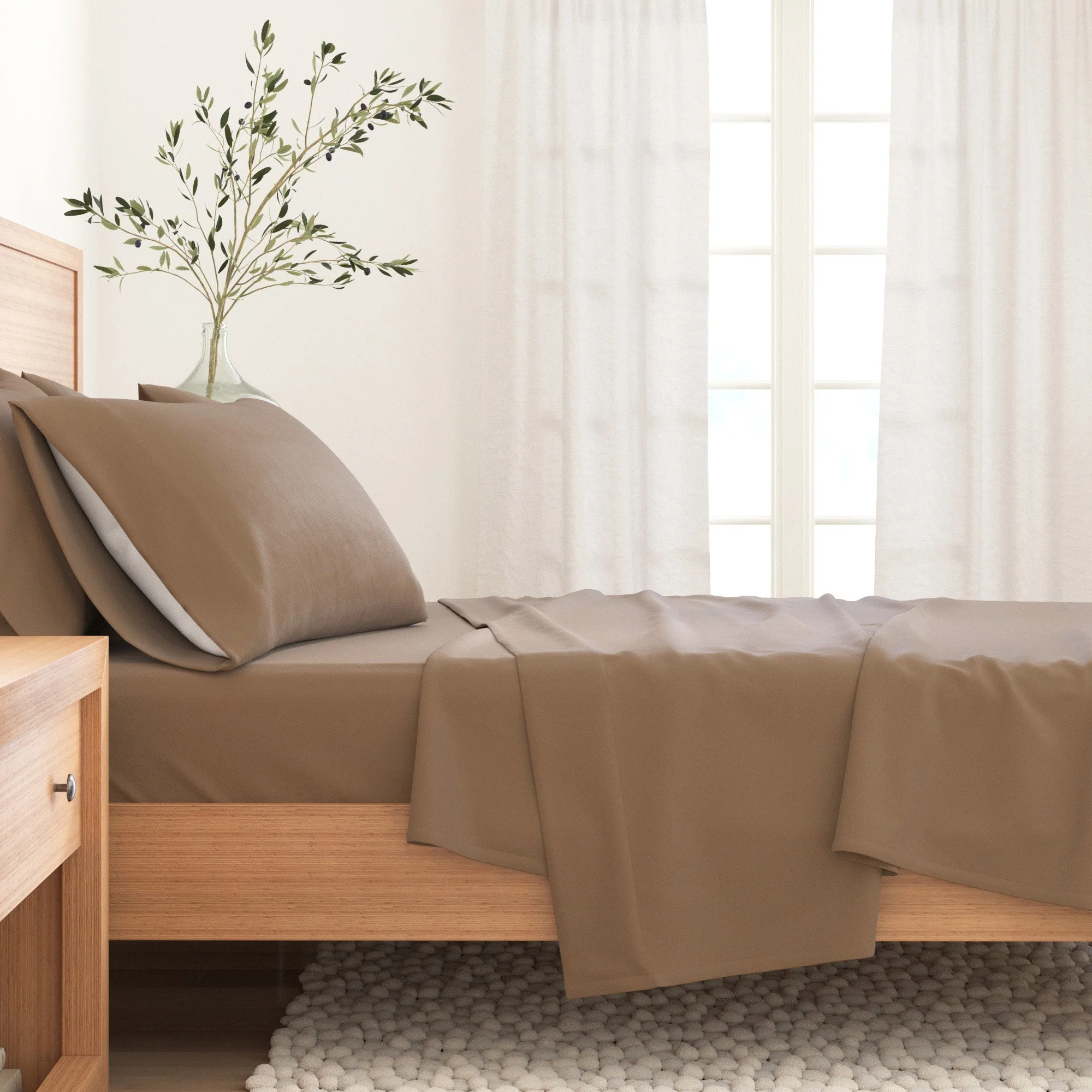 4-Piece Cotton Solid Flannel Sheet - Nordic Collection - Image 50