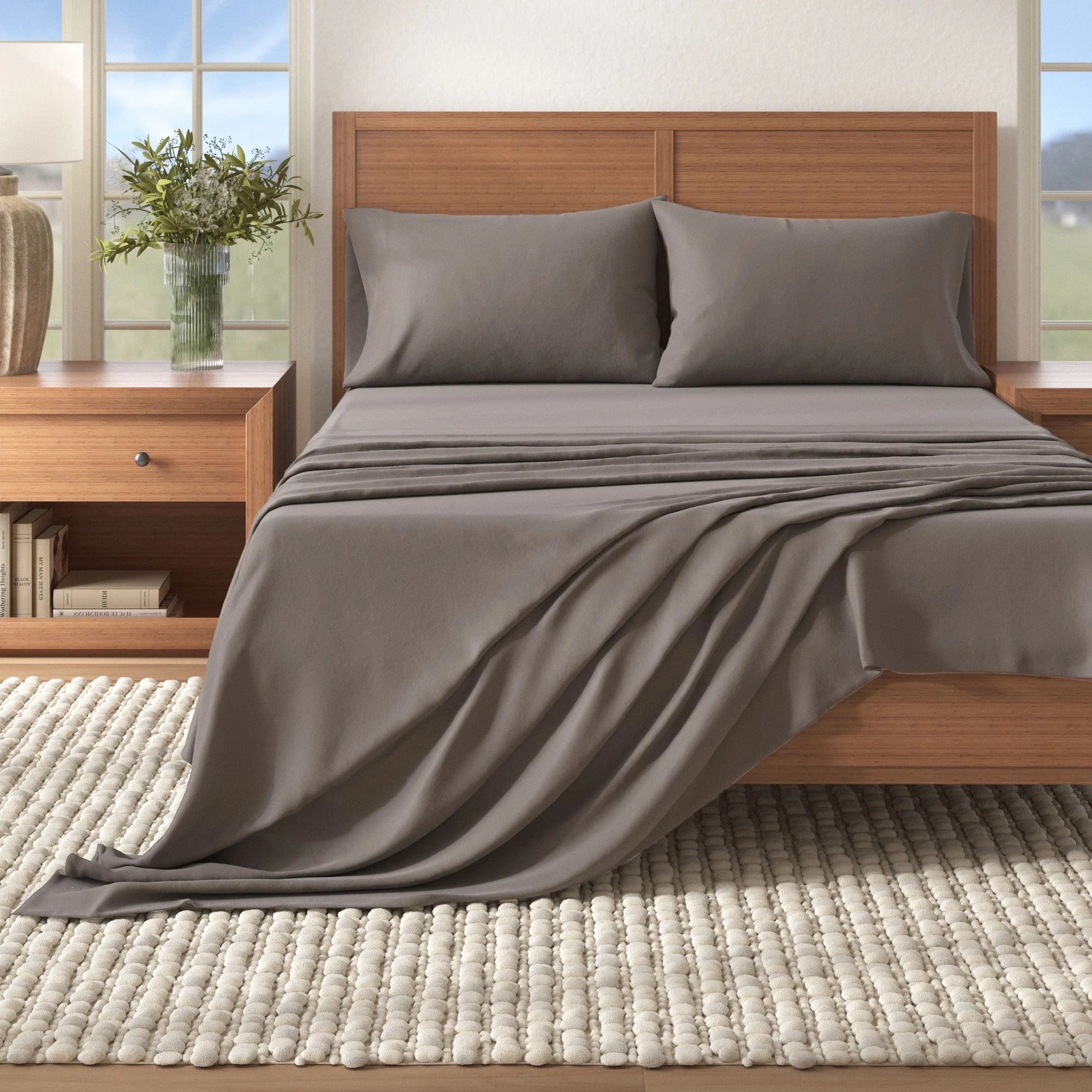 4-Piece Cotton Solid Flannel Sheet - Nordic Collection - Image 54