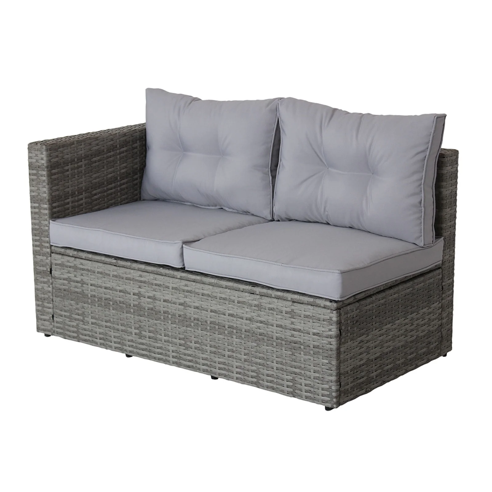 4 Piece Patio Sectional Sofa Set with Storage Box - Grey - Image 5