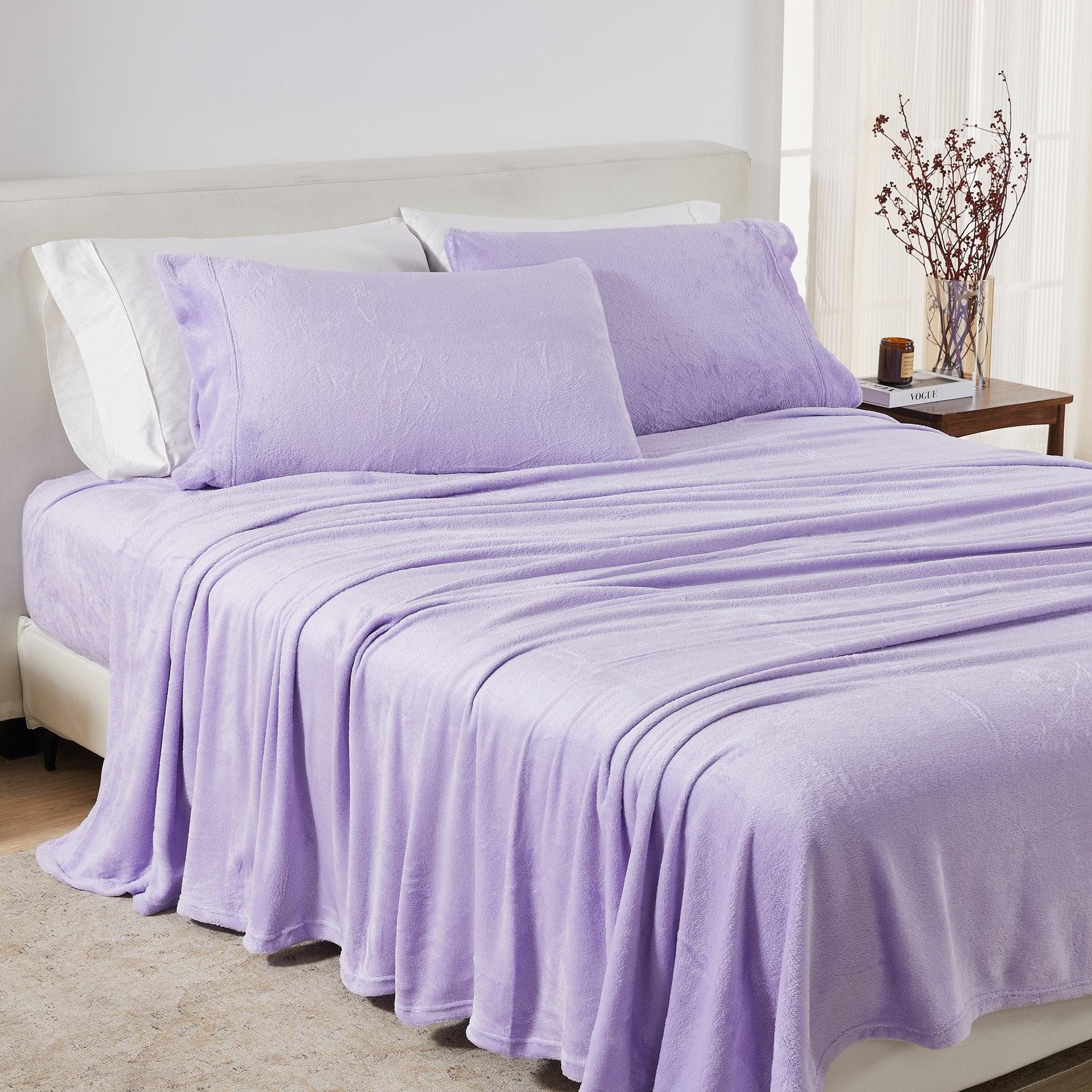 4-Piece Solid Plush Sheet - Velvet Luxe Collection - Image 114