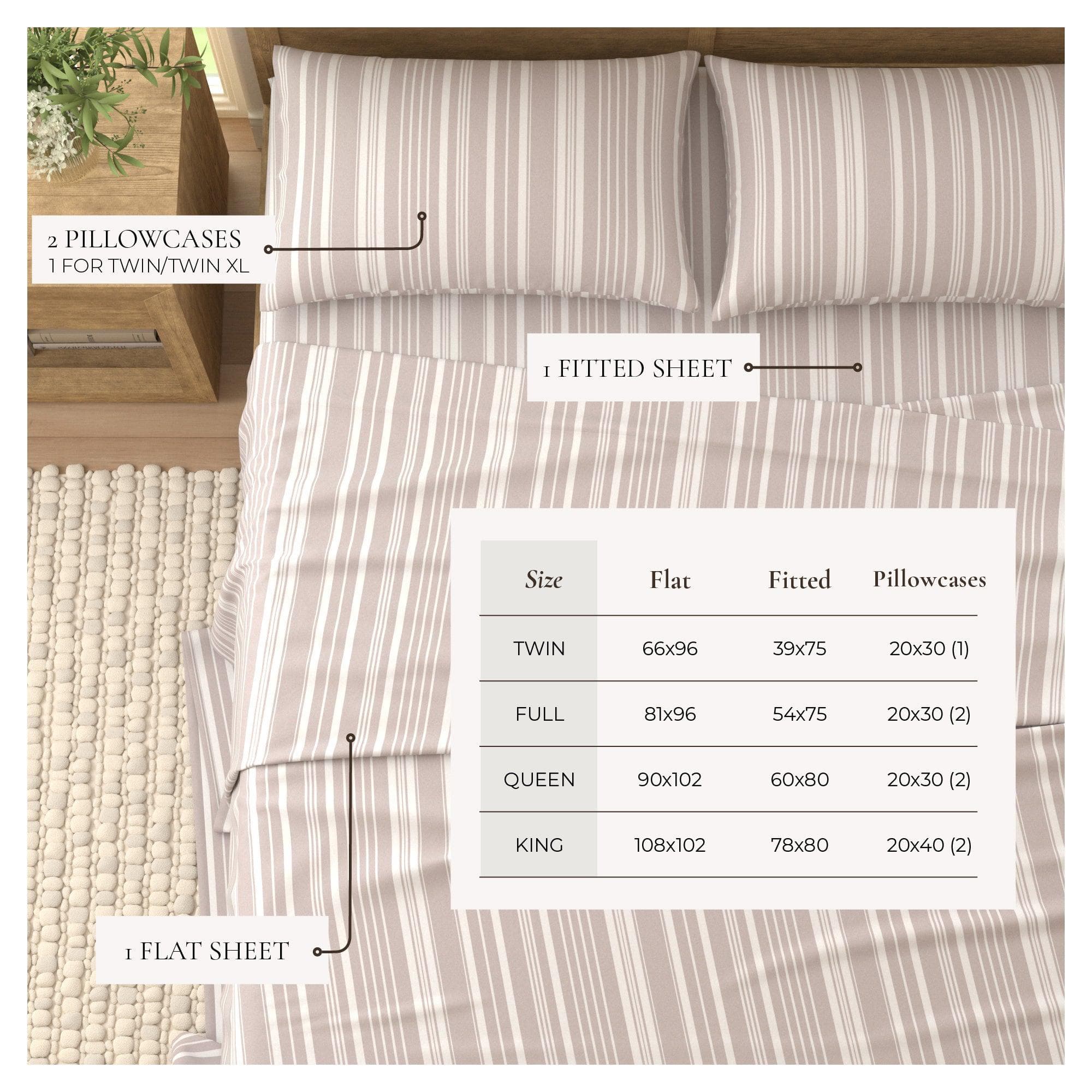 4-Piece Striped Microfiber Sheet Set - Elouise Collection - Image 10