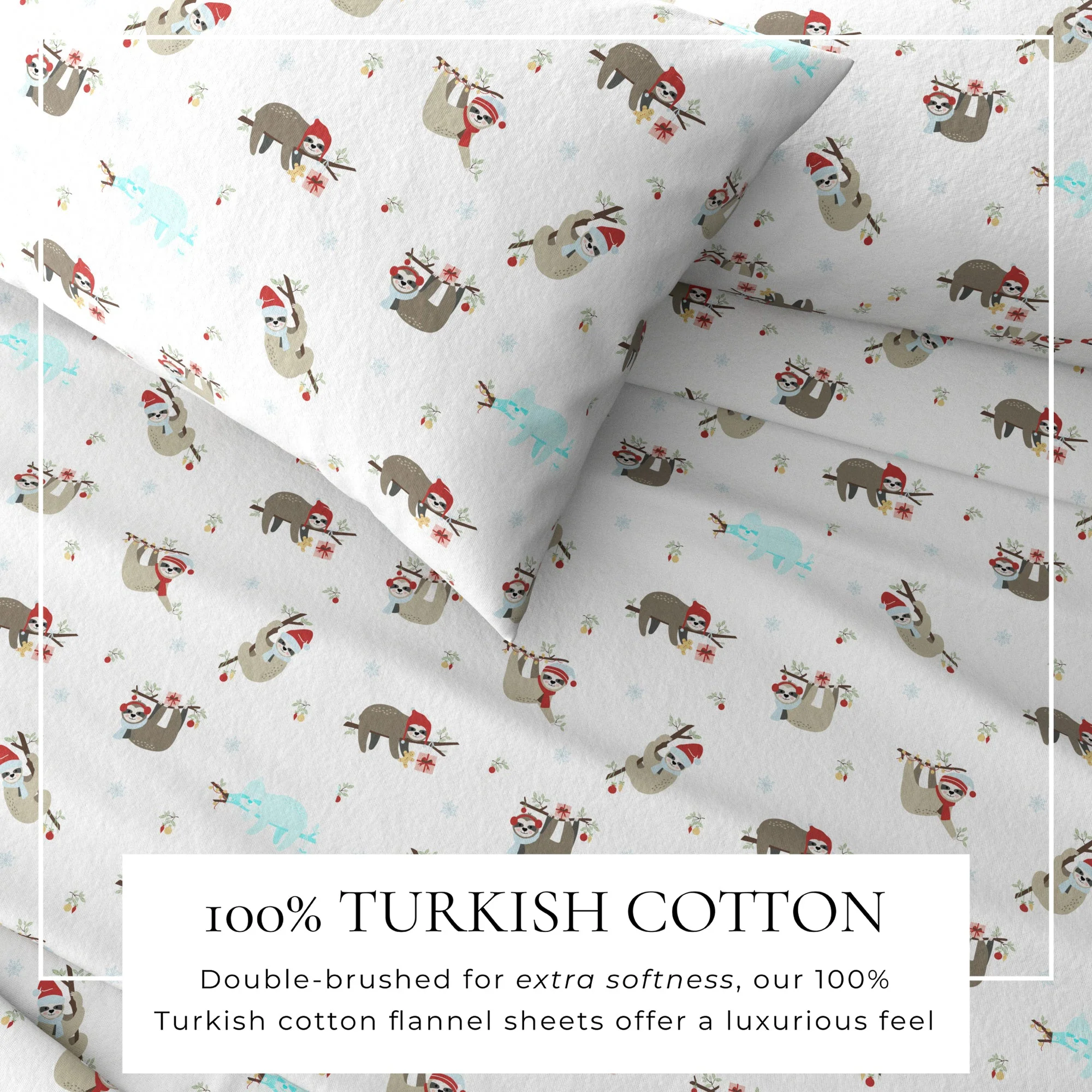 4-Piece Turkish Cotton Christmas Flannel Sheet - Whittaker Collection - Image 14