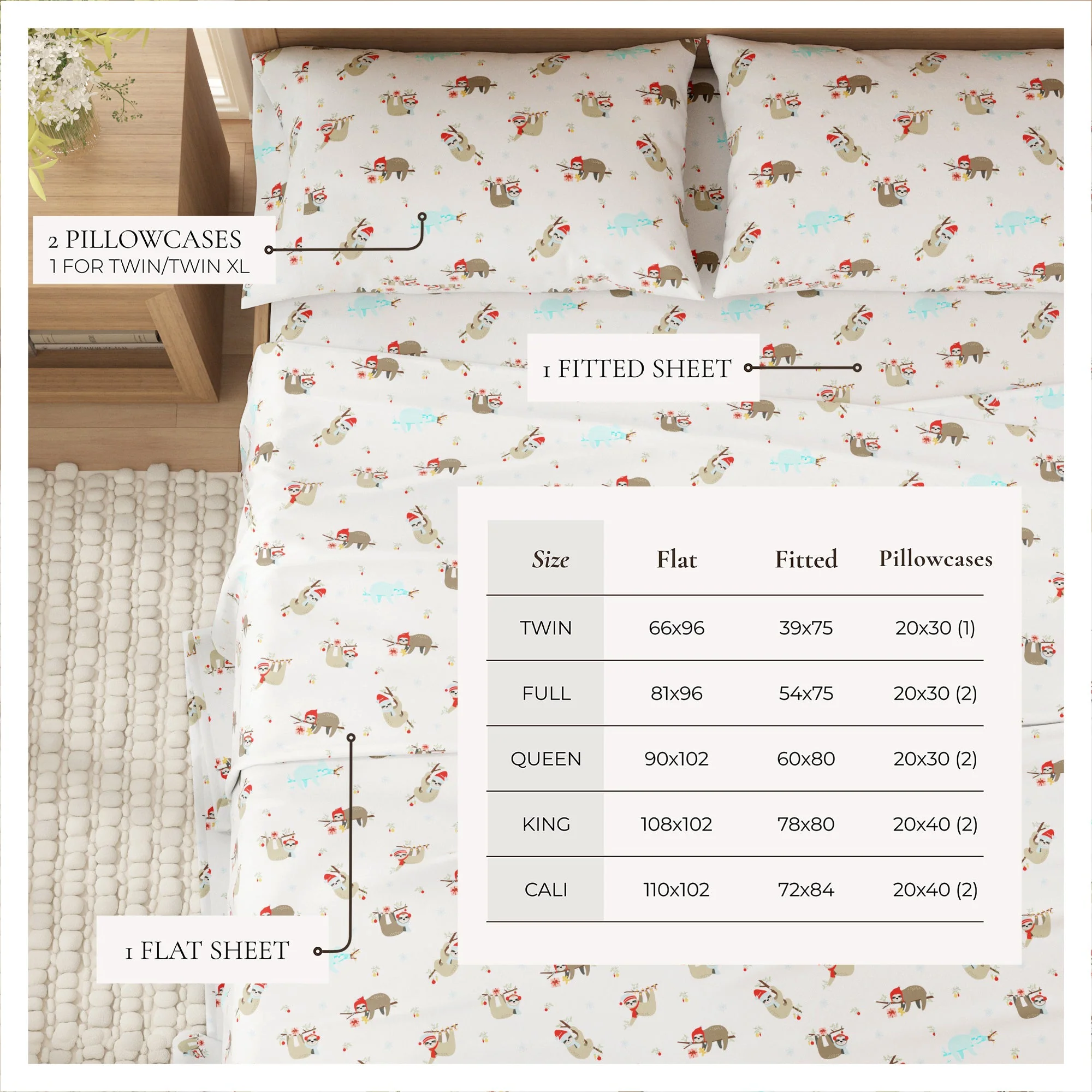 4-Piece Turkish Cotton Christmas Flannel Sheet - Whittaker Collection - Image 15