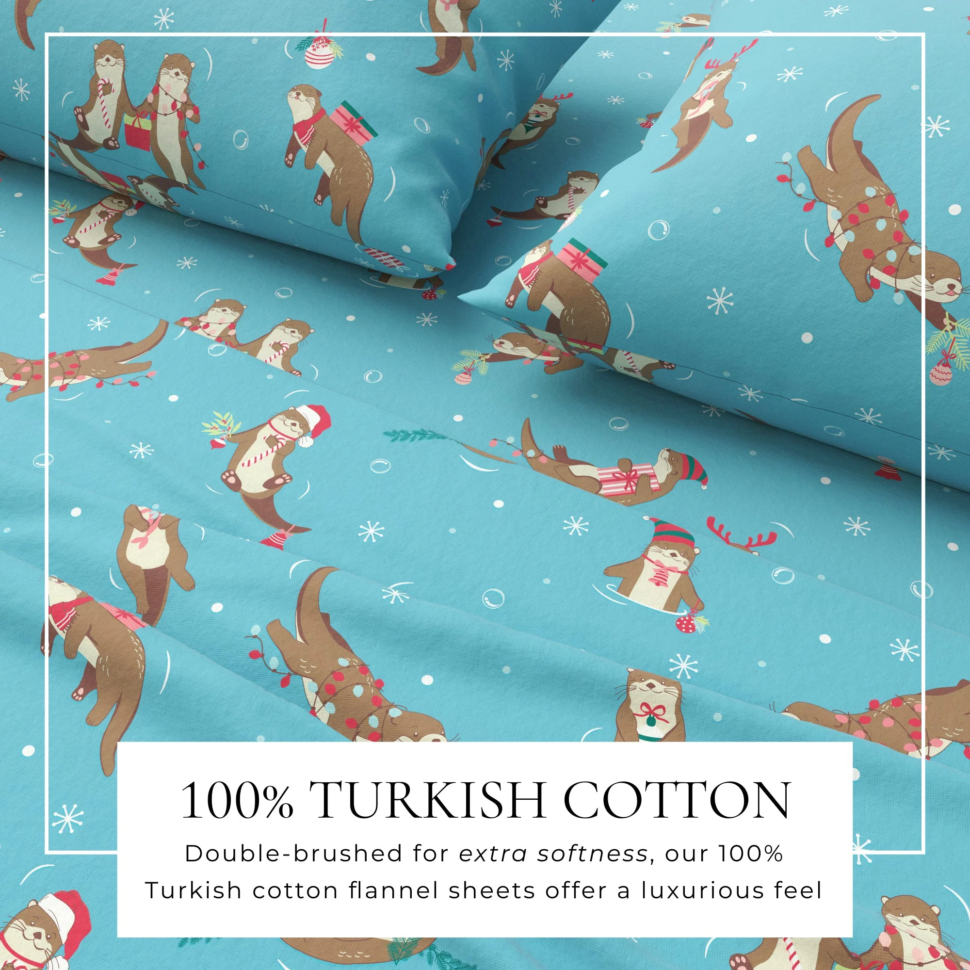 4-Piece Turkish Cotton Christmas Flannel Sheet - Whittaker Collection - Image 47