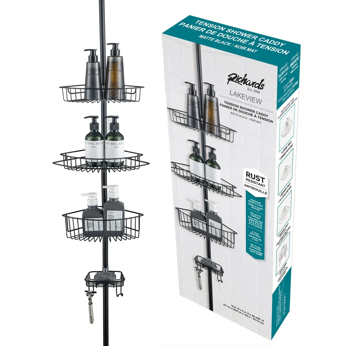 4 Tier Rustproof Shower Caddy Corner Organizer - Image 13