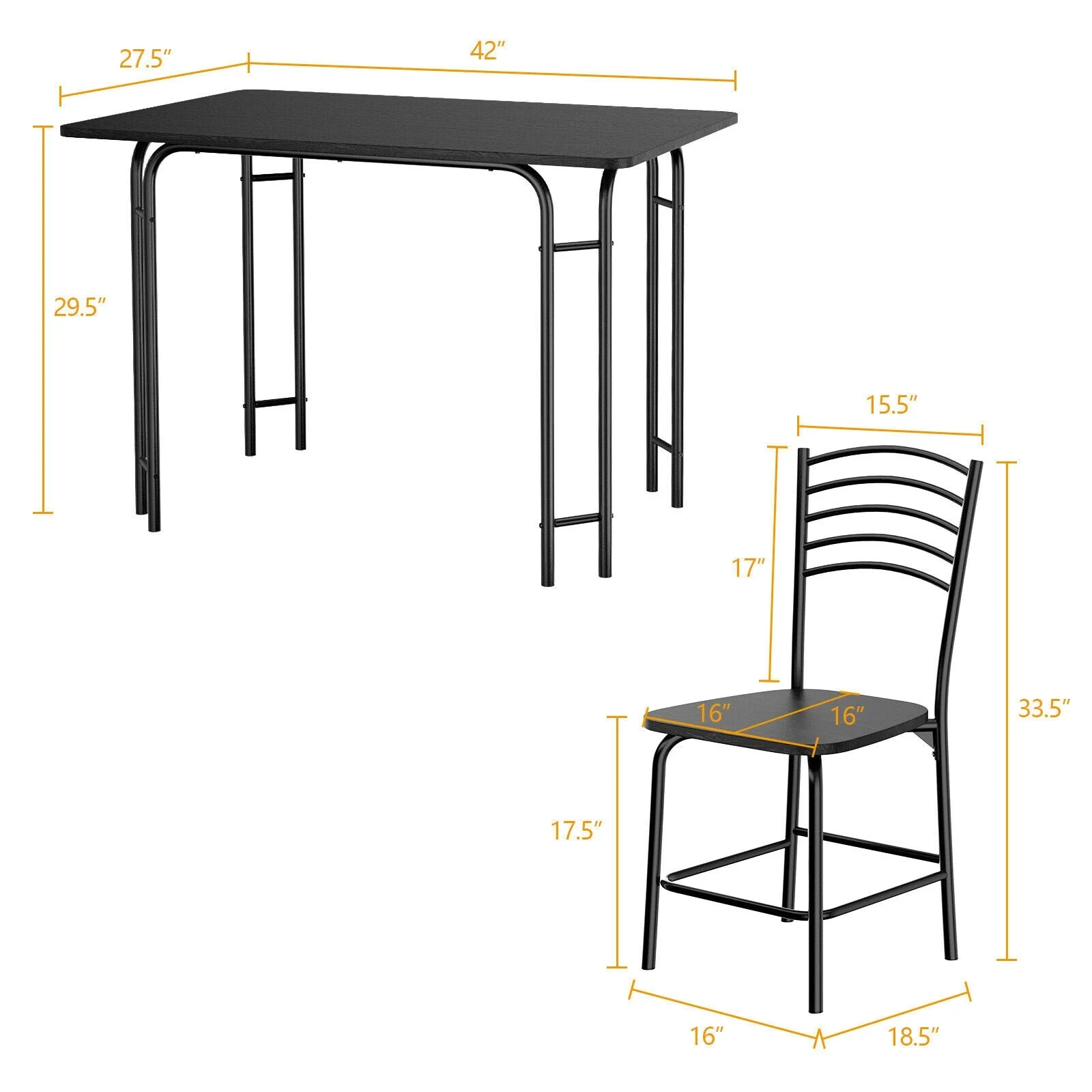 5 Piece Wooden Rectangular Dining Table Set - Image 5