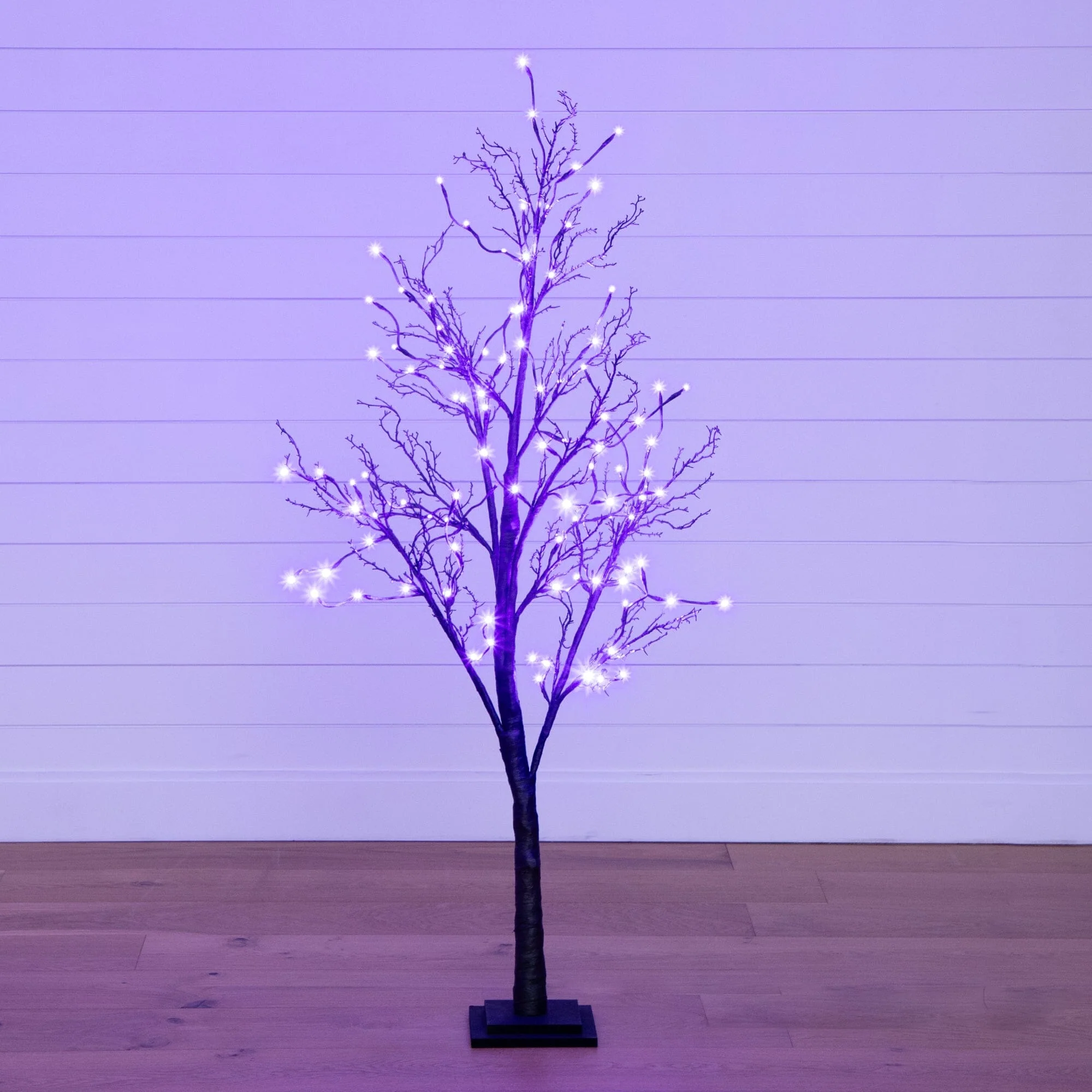 5’ Pre-Lit Halloween Deluxe Black Twig Artificial Tree with LED Lights - Image 4