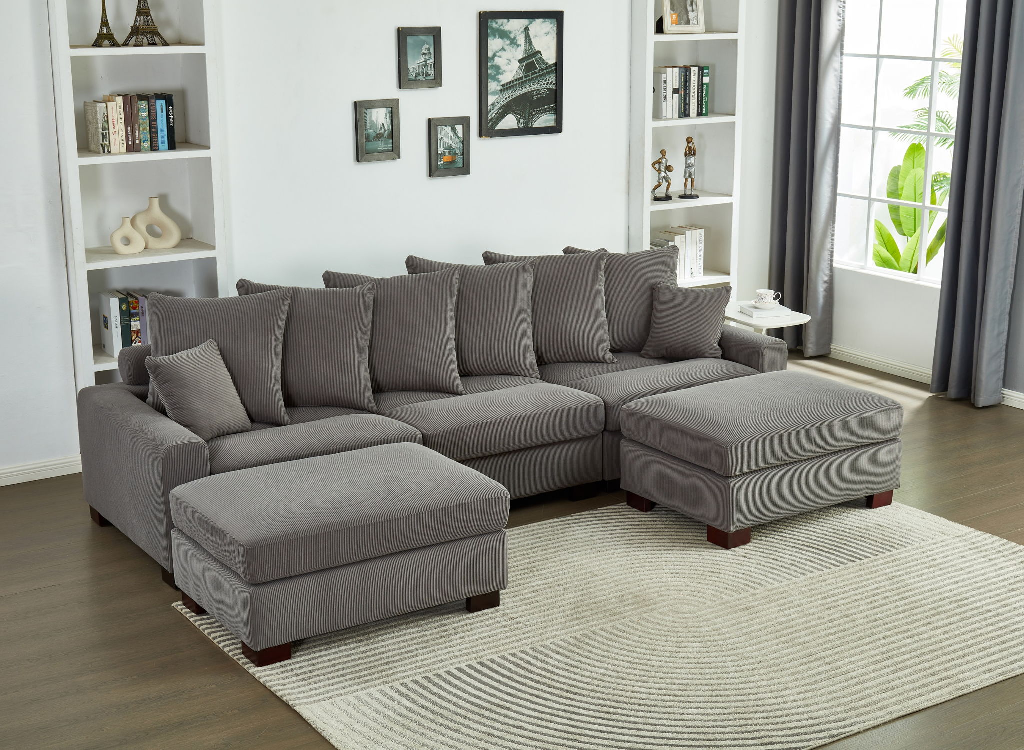 5 Seater Oversized Convertible L & U Shaped Couch - Image 7