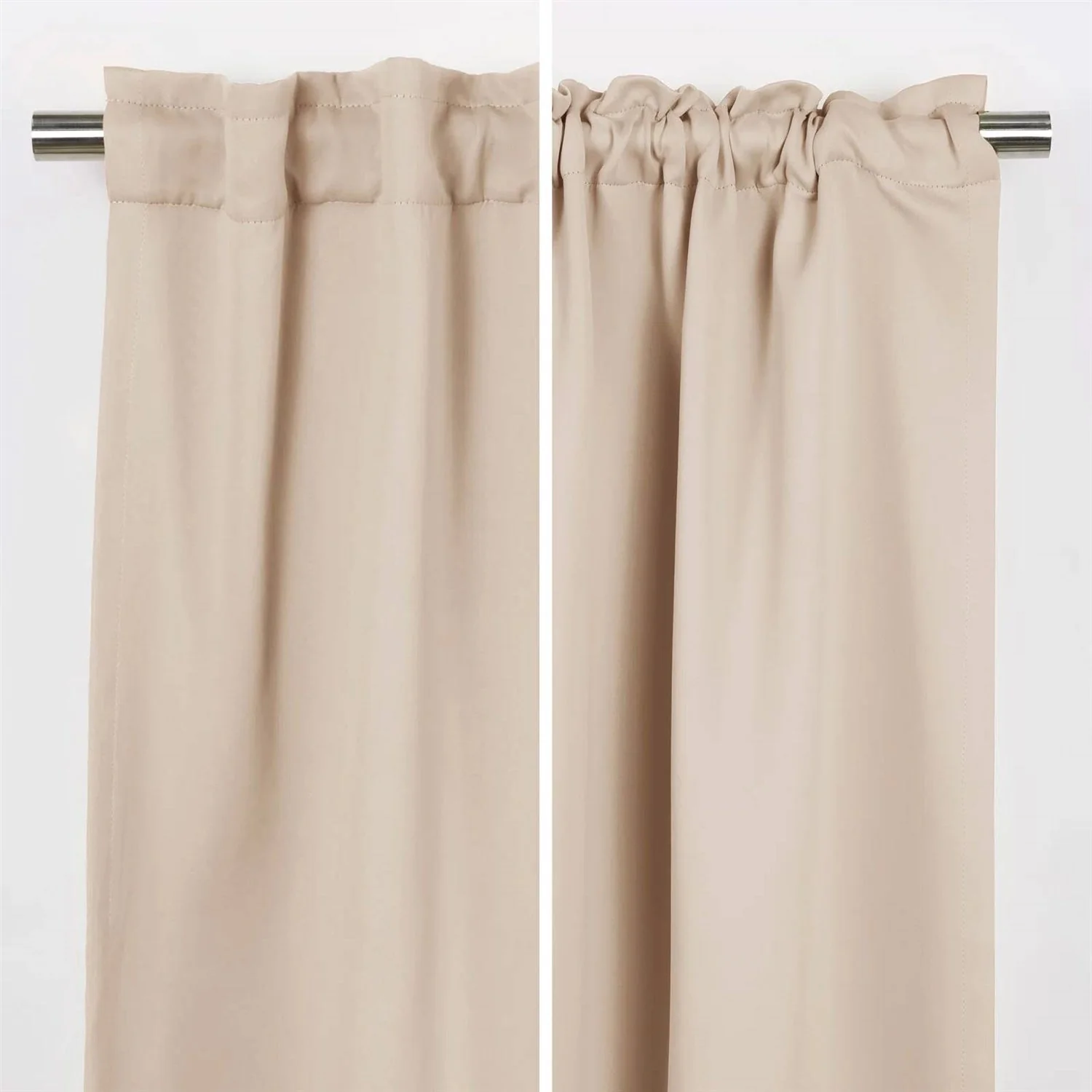 52 x 102 inch Solid Beige Cream Thermal Blackout Curtain Panels - Set of 2 - Image 3
