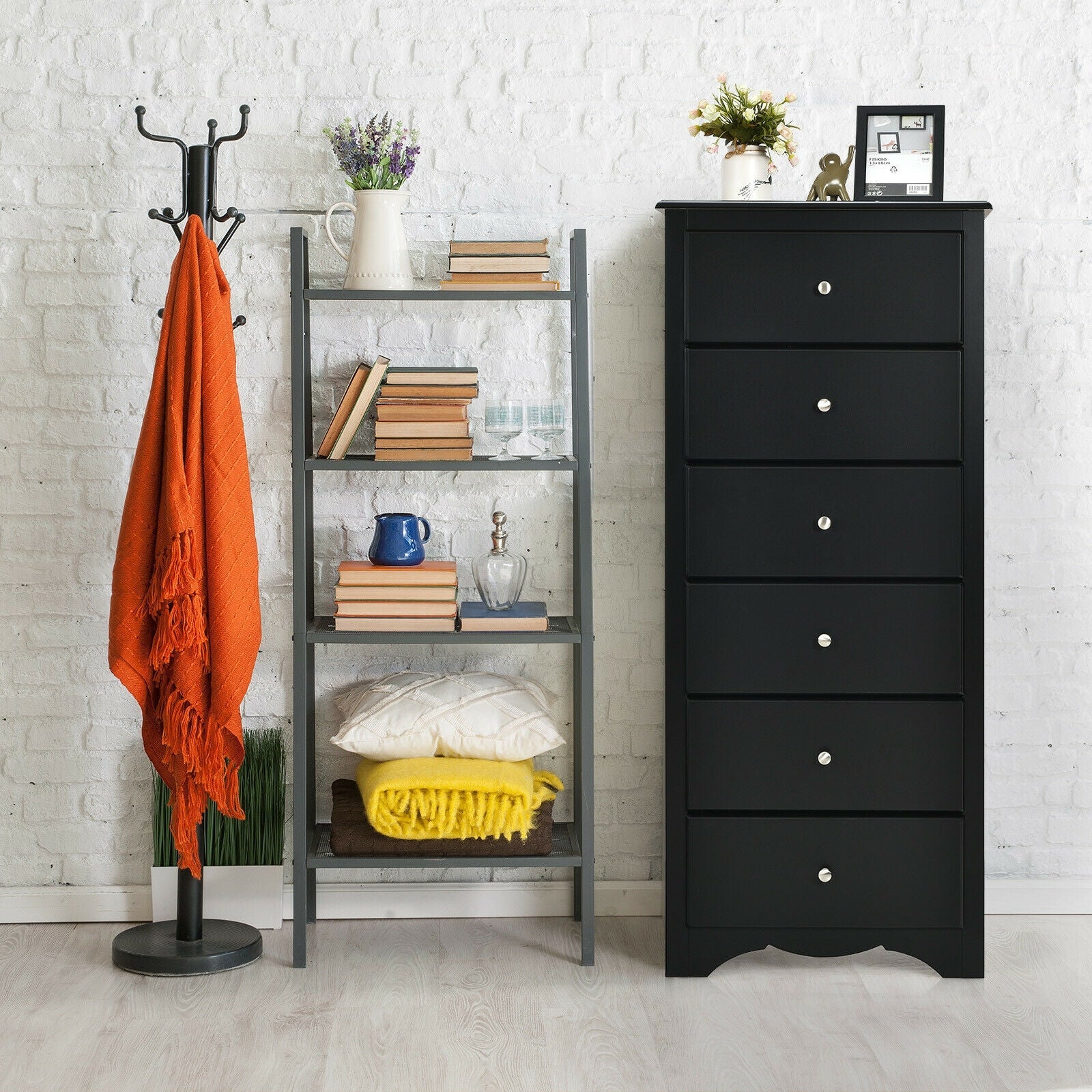 6 Drawers Chest Dresser - Black - Image 6