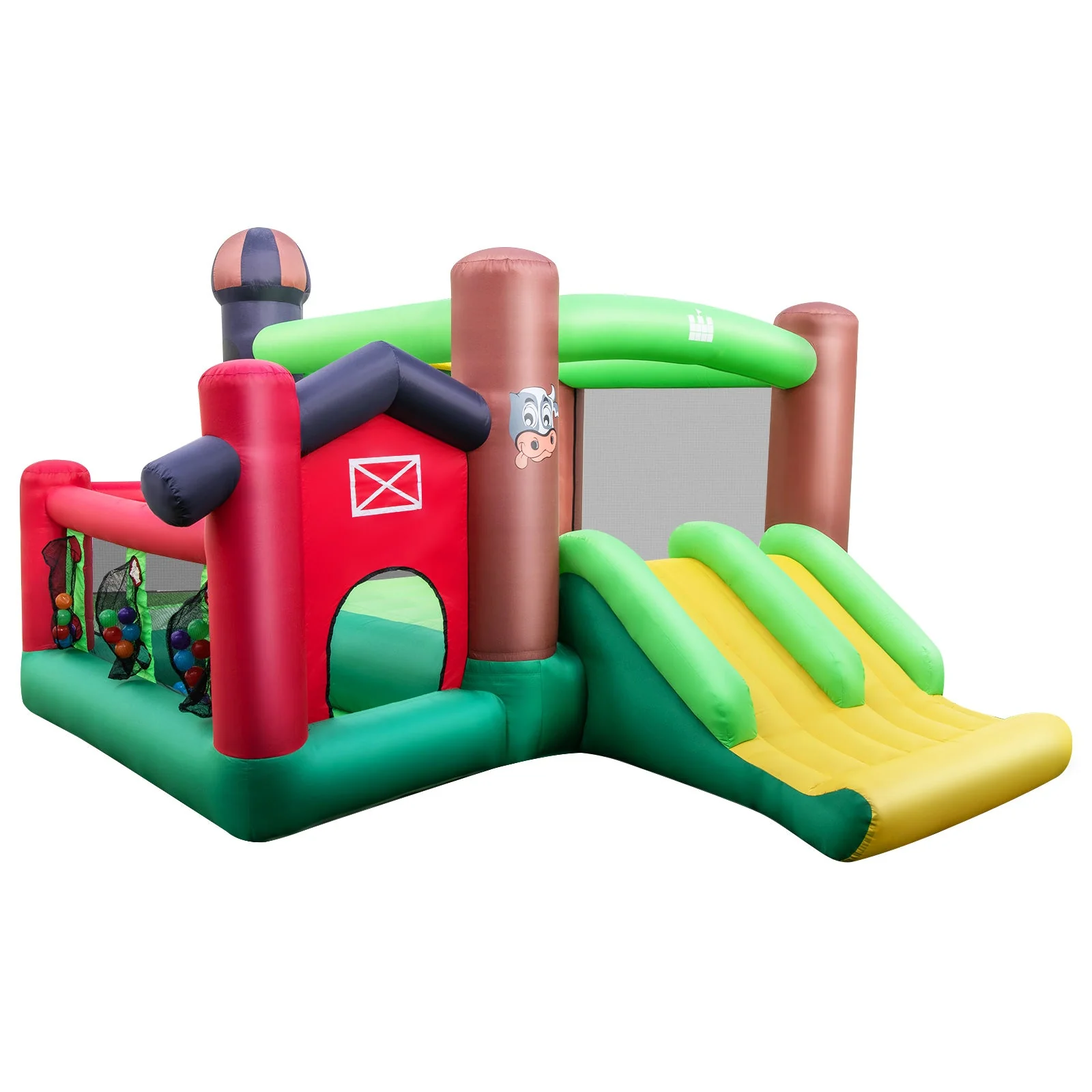 6-in-1 Inflatable Bounce House with Double Slides without Blower - Image 3
