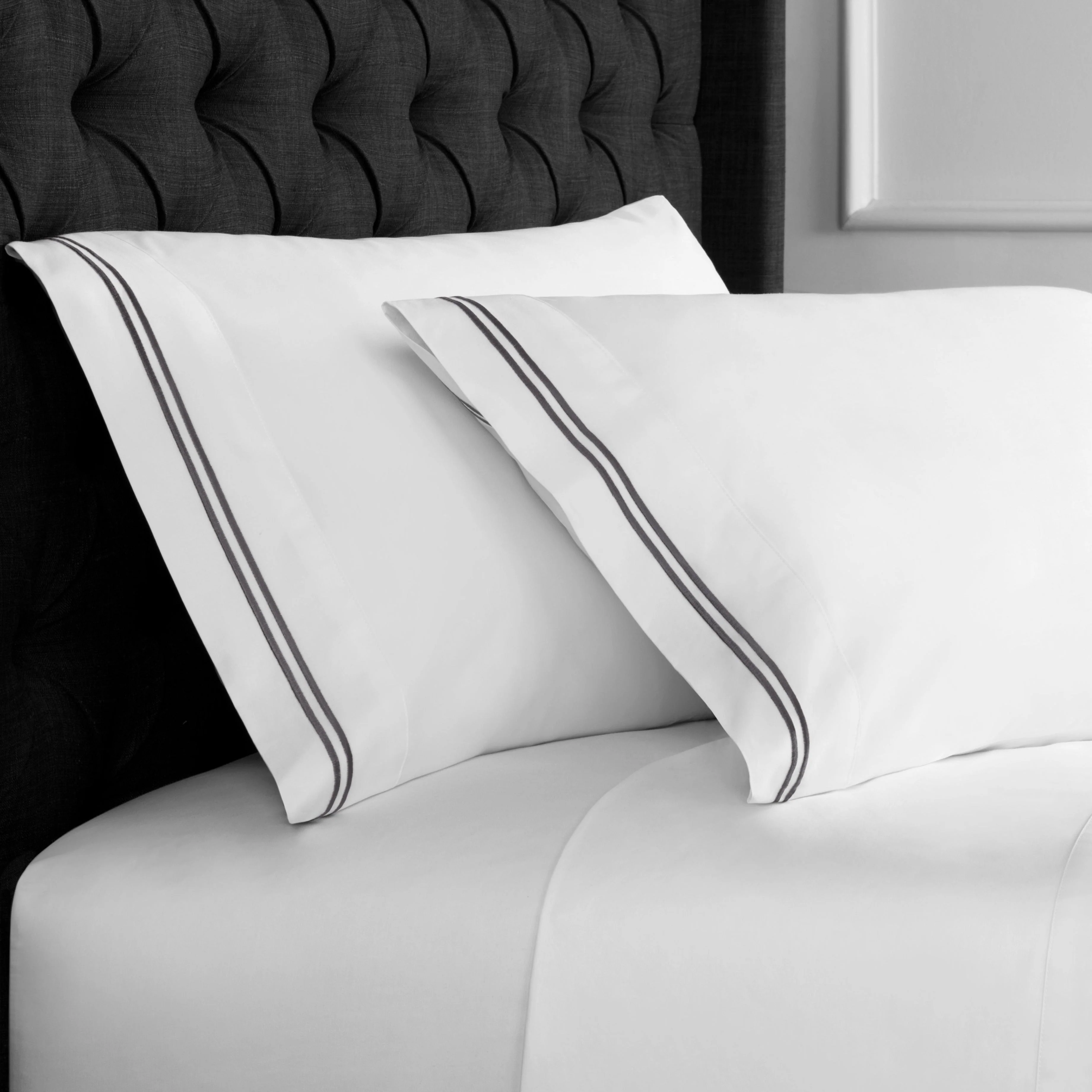 600 Thread Count Double Stripe Embroidered Pillowcases - Image 8