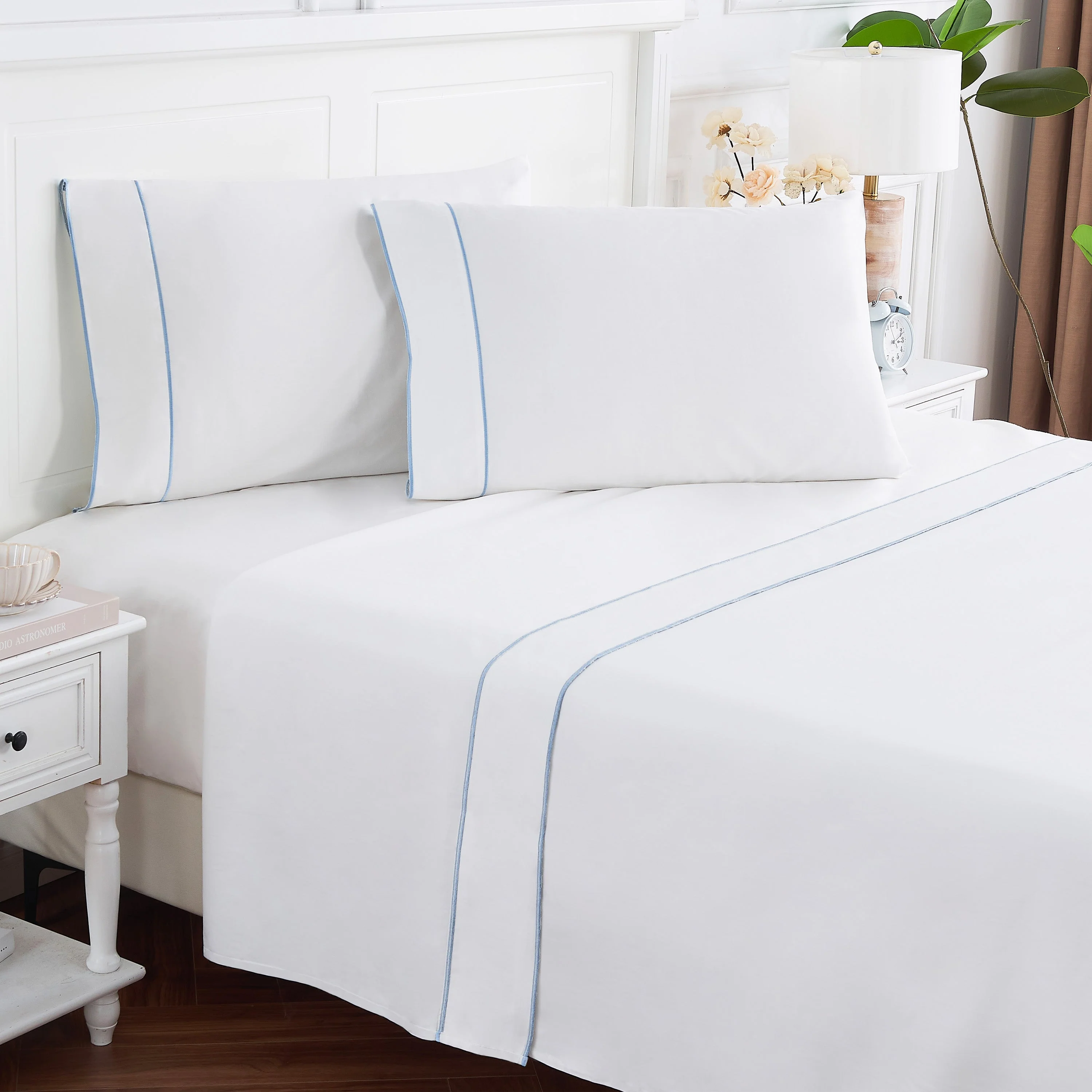 600 Thread Count Framed Sateen Embroidered Cotton Sheet Set - Image 21