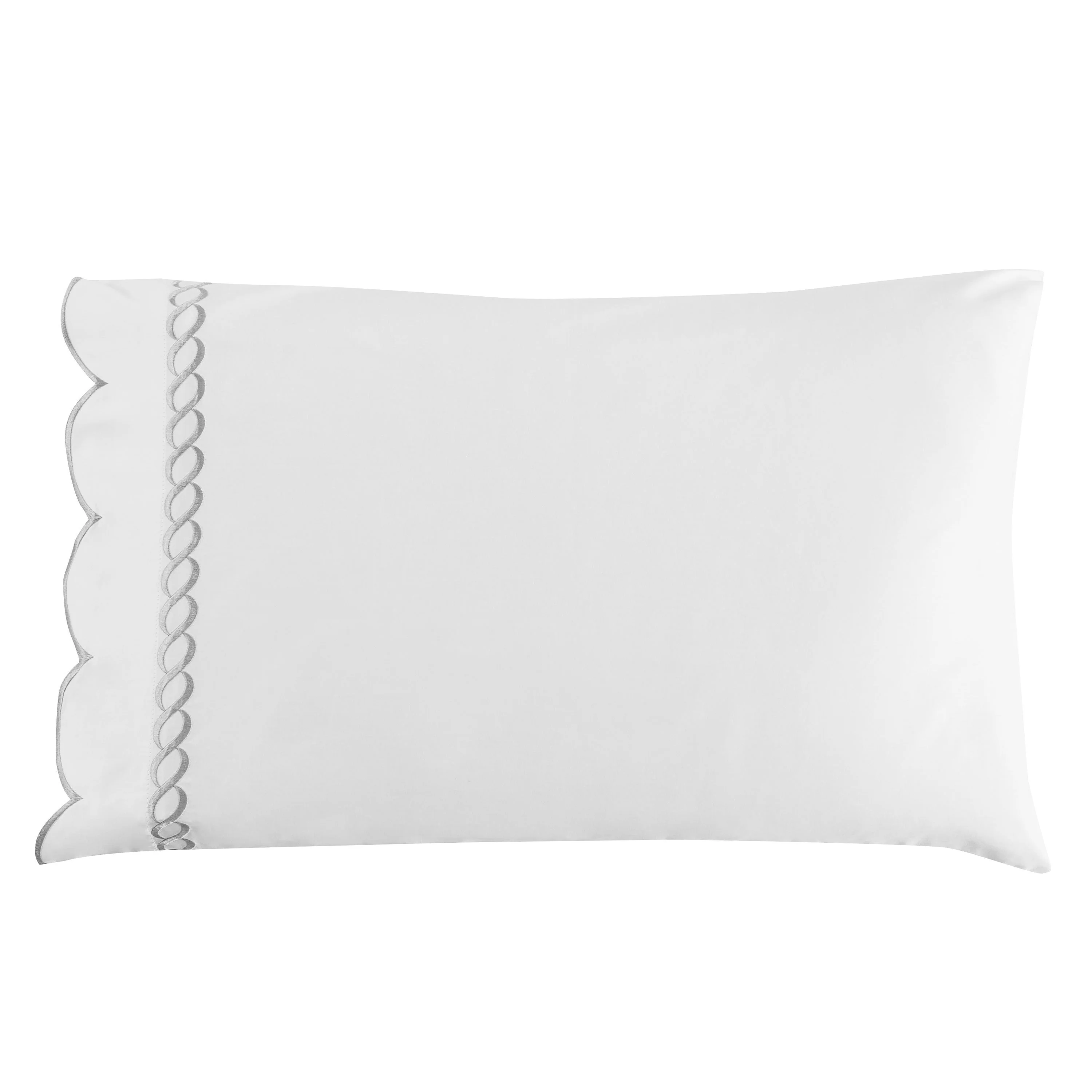 600 Thread Count Scallop Rope Embroidered Cotton Pillowcase Pair - Image 7