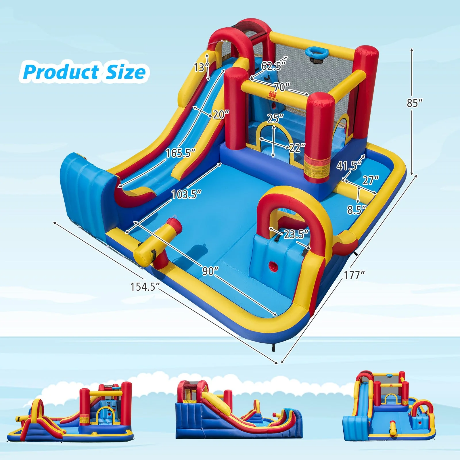 7 in 1 Outdoor Inflatable Bounce House with Water Slides and Splash Pools - Image 5