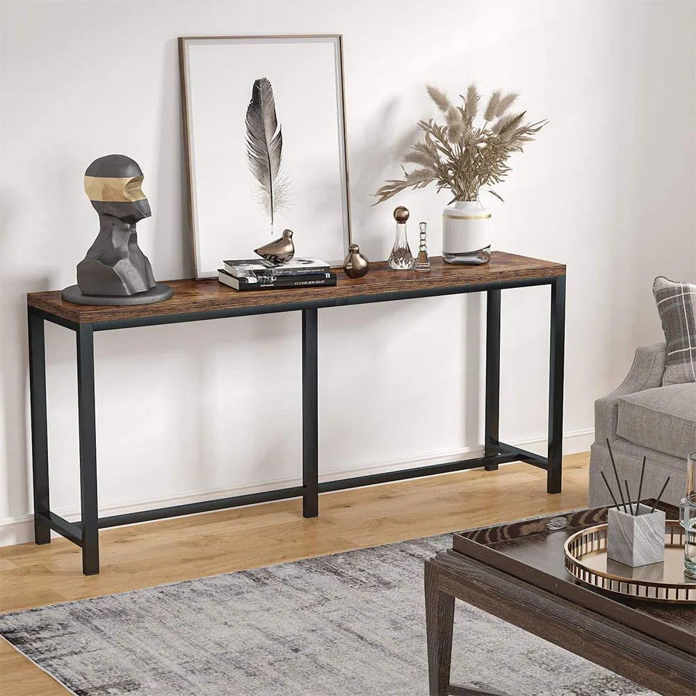 Long Narrow Hallway Sofa Table with Black Metal Frame - Image 3