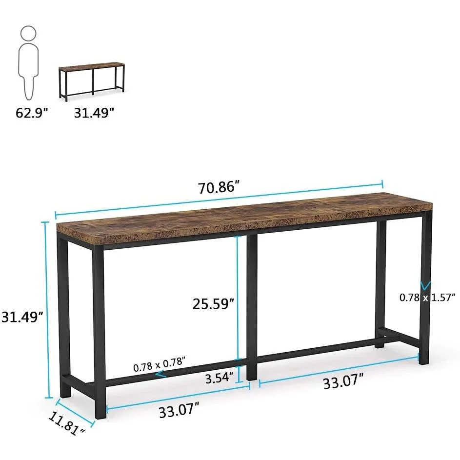 Long Narrow Hallway Sofa Table with Black Metal Frame - Image 5