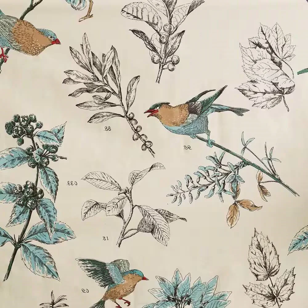 Shower Curtain - Vintage Birds Leaf Floral Print - Image 4
