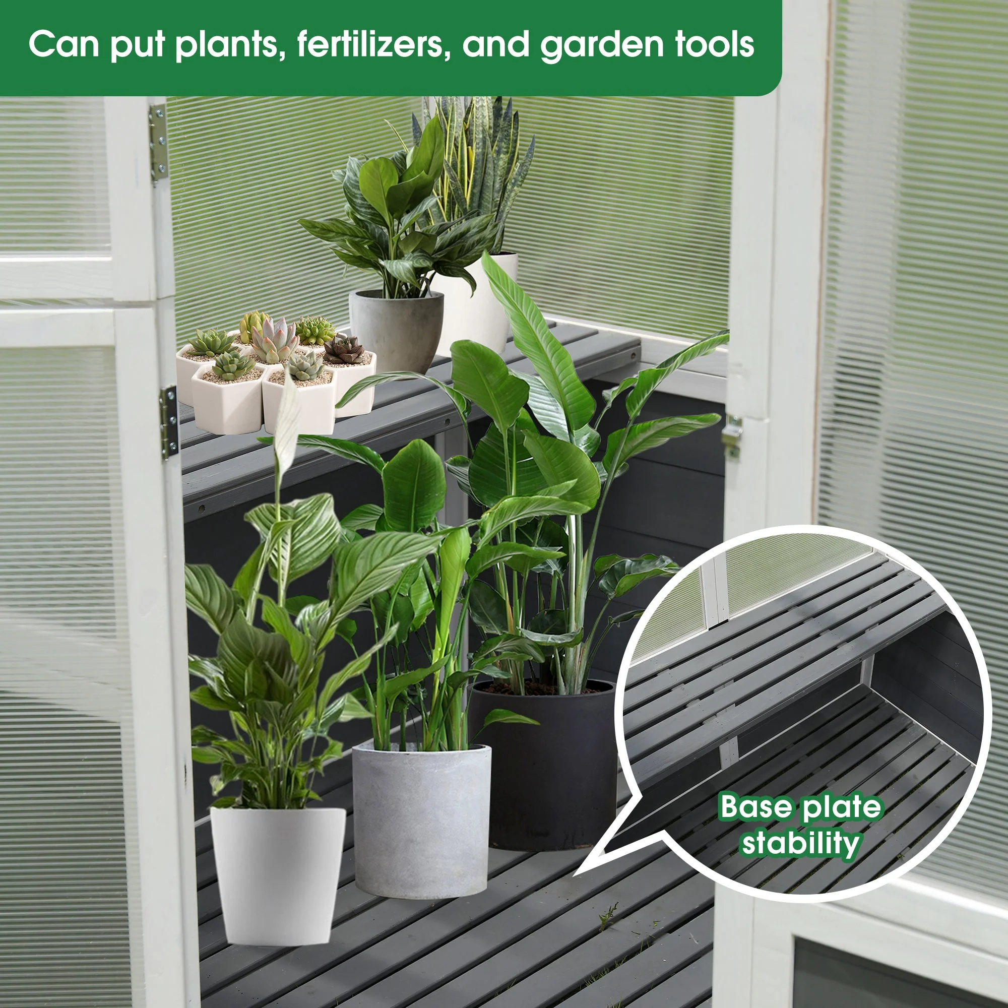 76''x48''x86'' Walk-in Polycarbonate Outdoor Greenhouse - Image 5