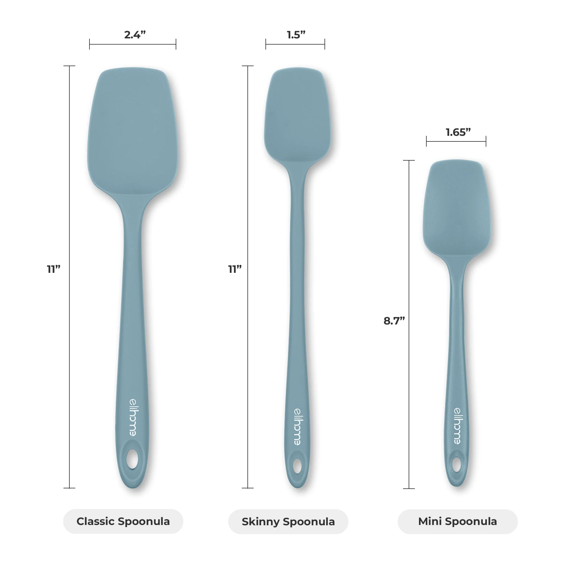 8 Piece Silicone Spatula Set - Teal Grey - Image 14