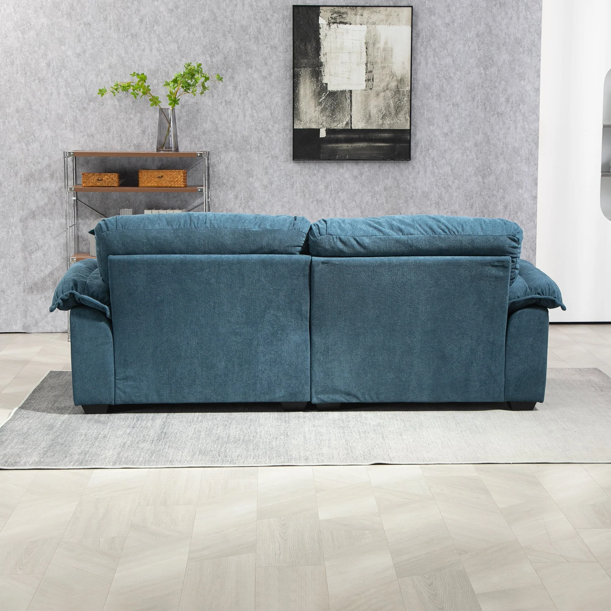 84' Chenille Sofa Small Sofa Loveseat Couch, Blue - Image 5