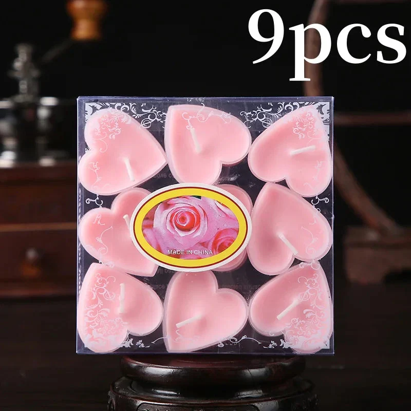 9-pcs Heart-Shaped Scented Tea Candles - Valentine's Day - Image 7